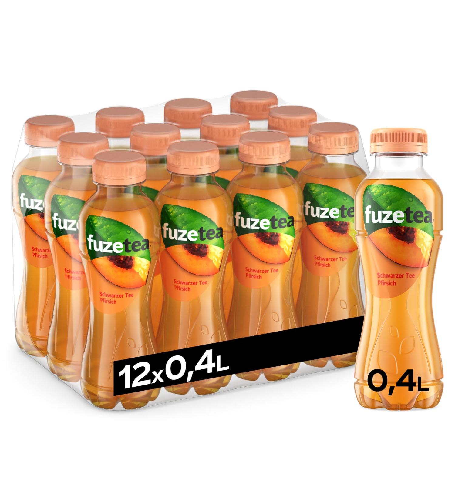 Fuze tea black tea peach - extraordinary fusion made of black tea and fruity peach taste - tea from sustainable cultivation - one -way bottles (12 x 400 ml) single