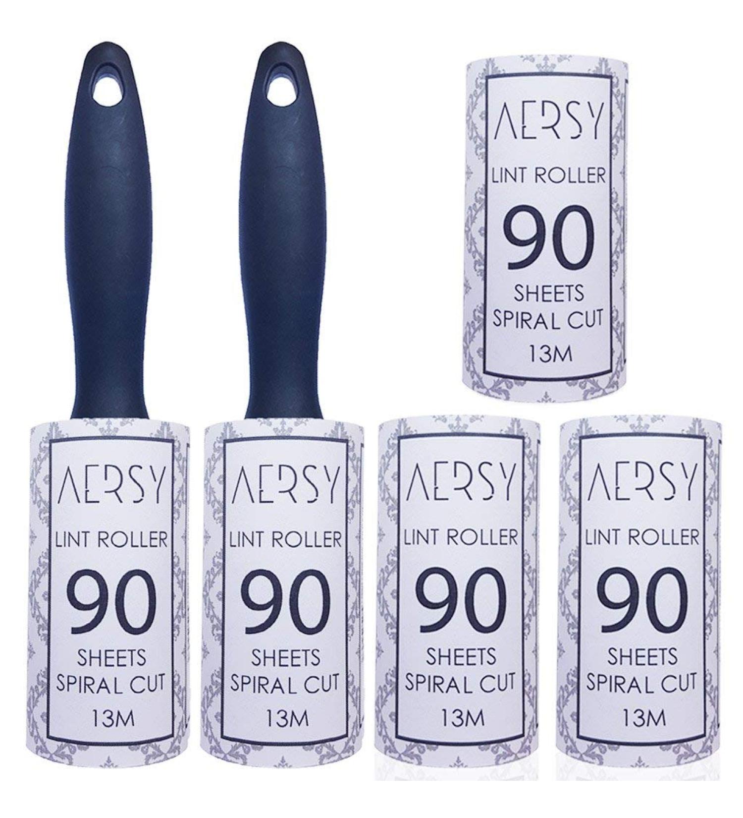 AERSY Lint Roller Set - 450 Sheets, 65m, 90 Sheets Per Roll - Extra Sticky Pet Hair Remover for Clothes, Car Seats, Upholstery, Floors - Buy Online on GoSupps.com