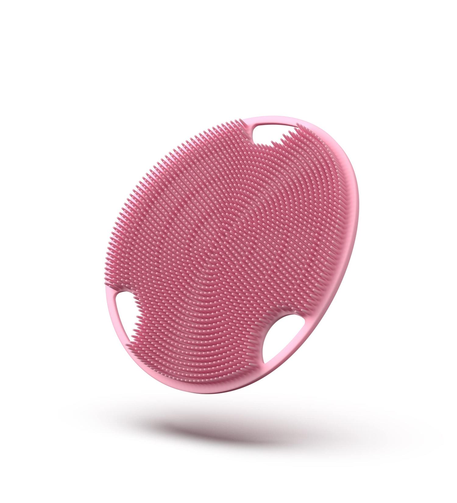 Boie USA Flat Body Scrubber - Soft Silicone Exfoliating Shower Brush Antimicrobial Loofah Replacement for All Skin Types - Pink - Buy Online on GoSupps.com