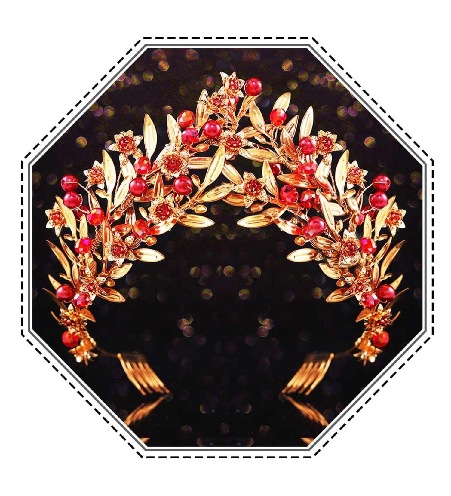 Kilshye Red Queen Headband Gold Leaf Costume Headpiece Rhinestone Hair Accessories for Women - Buy Online on GoSupps.com