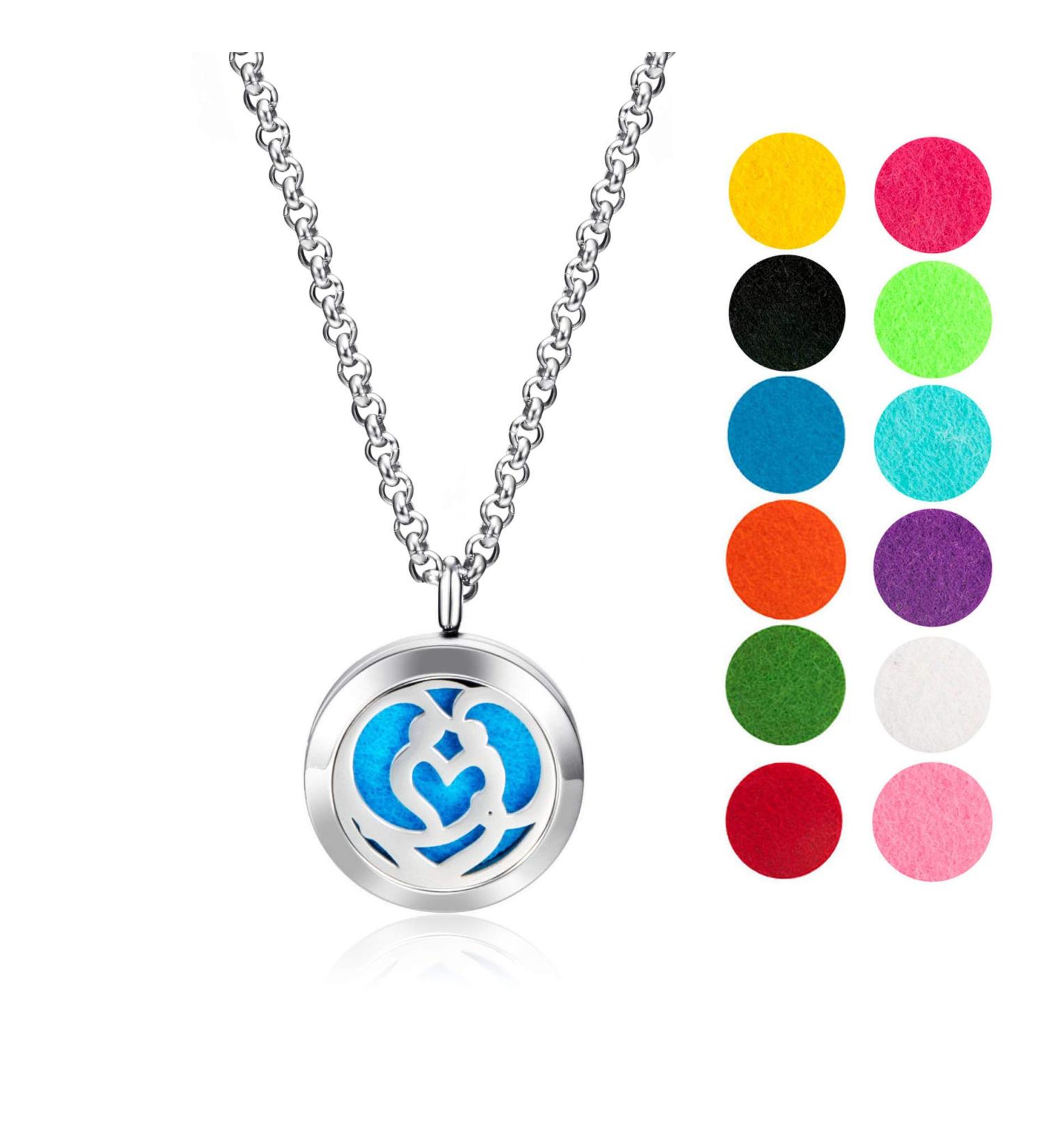 Wild Essentials Couple s Heart Essential Oil Diffuser Necklace | Stainless Steel Locket with Chain & 12 Color Pads | Customizable Aromatherapy Jewelry - Buy Online on GoSupps.com