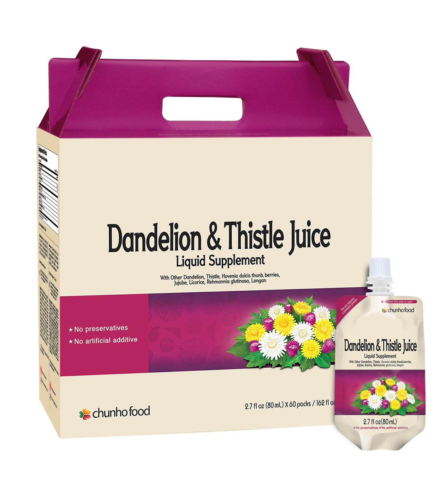 Chunho Food Dandelion & Thistle Juice Liquid Supplement. Helps Improve Liver Health Enhance Immunity. No Preservatives and Artificial Additives.  - Buy Online on GoSupps.com