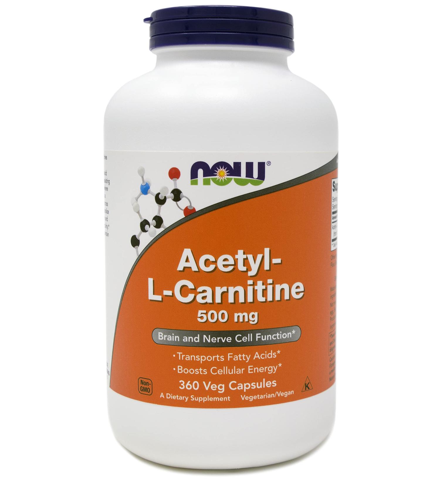 Now Foods Acetyl-L-Carnitine 500mg 360 Veg Capsules - Non-GMO | 360 Count - Buy Online on GoSupps.com