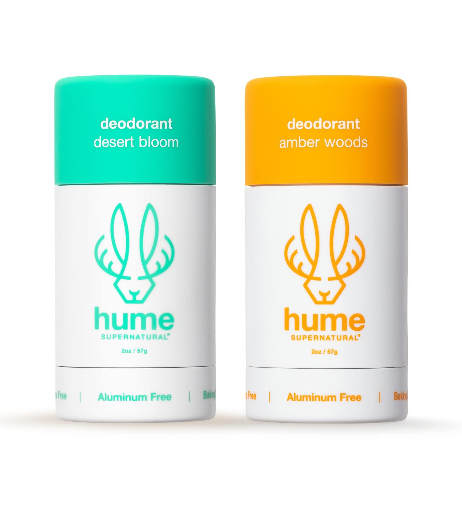 Hume Supernatural Aluminum-Free Deodorant 2 Pack - Natural Probiotic Formula for Women & Men - Aloe & Cactus Flower Scent - Anti Sweat, Stain & Odor Protection - Baking Soda Free - Buy Online on GoSupps.com