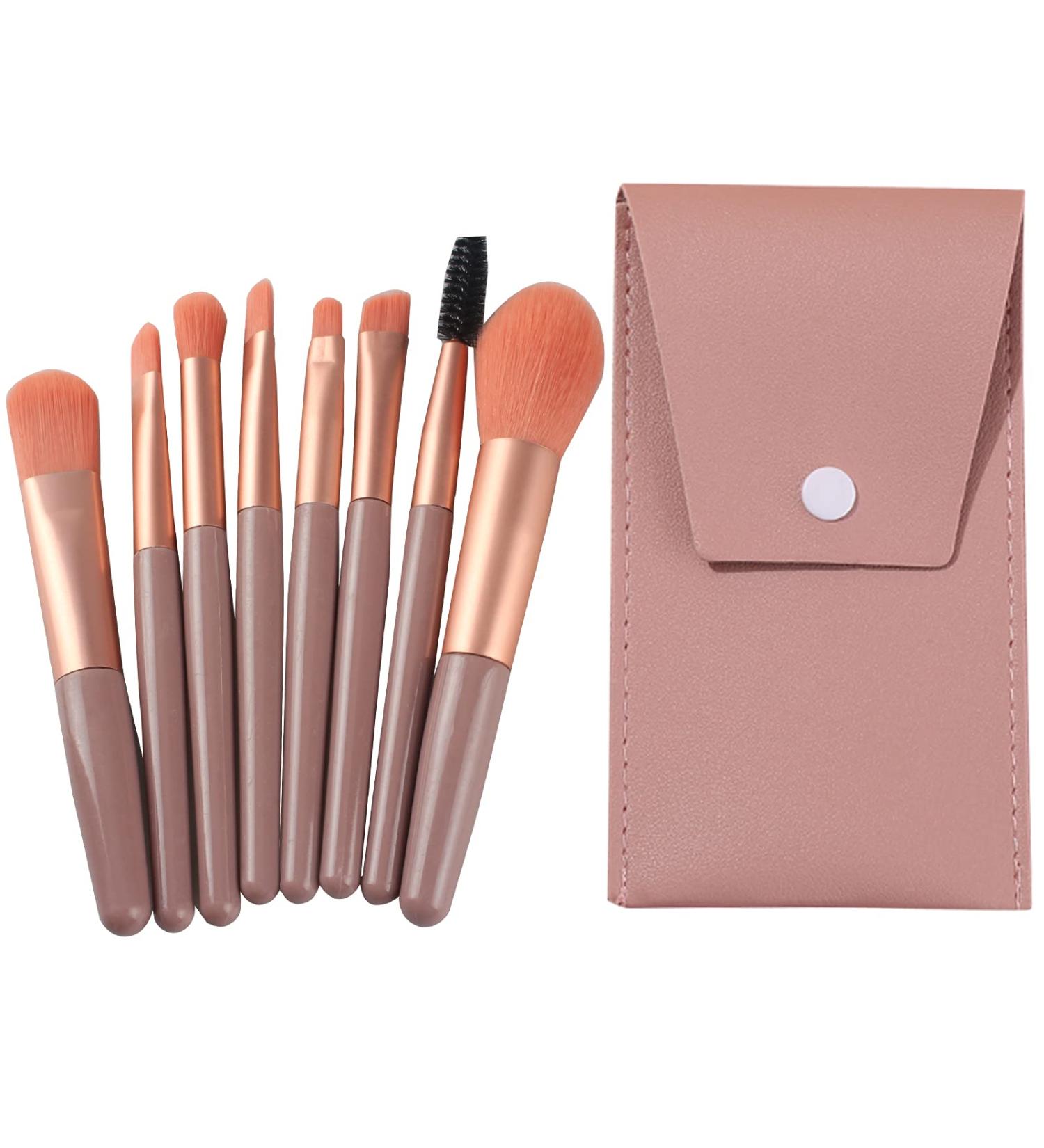 TouGod 8pcs Professional Makeup Brushes Set with Leather Bag - Portable Travel Powder Concealer Blush & Eye Brushes for Flawless Application - Buy Online on GoSupps.com