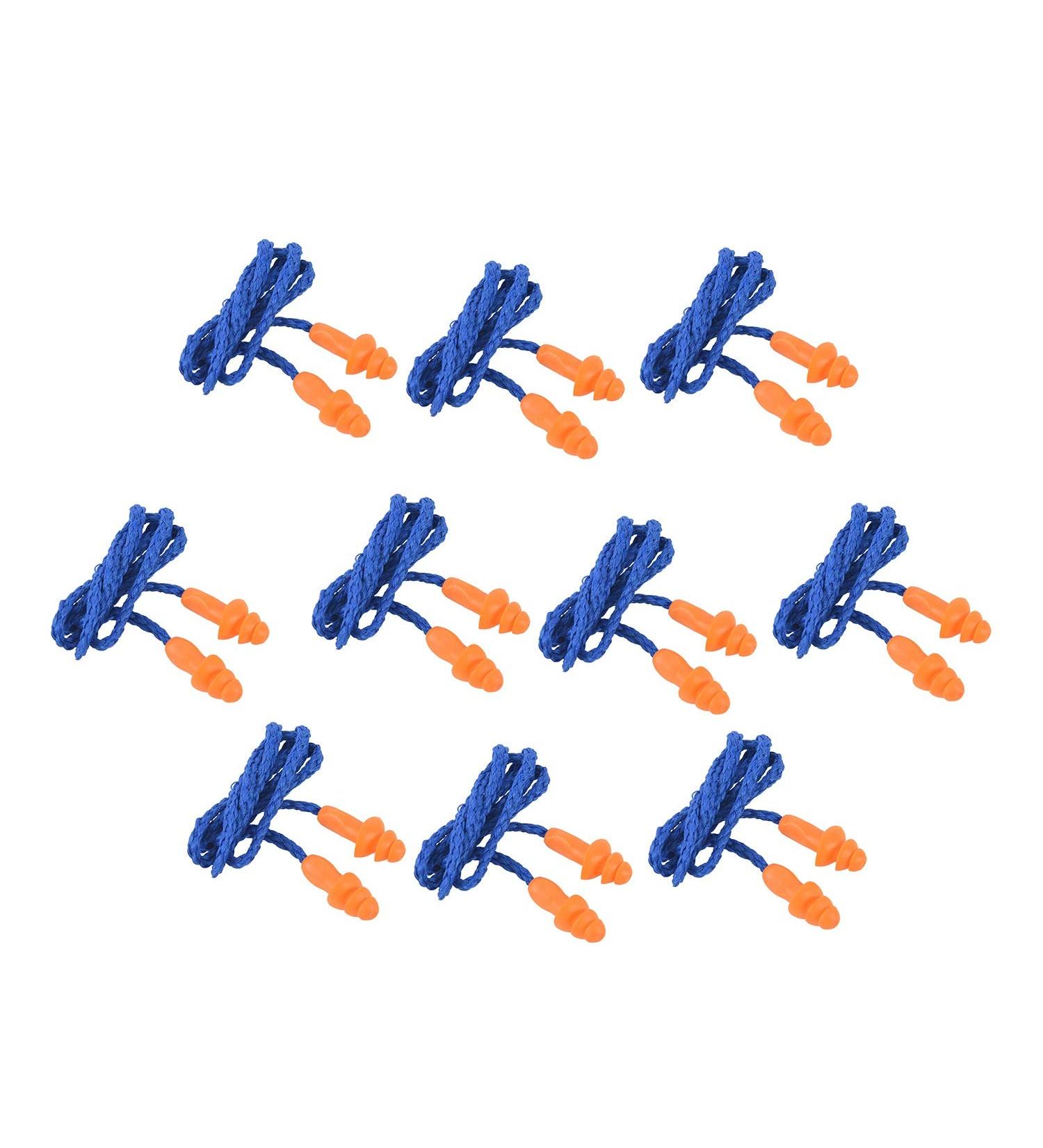 QULIT 10 Pcs Safety Silicone Ear Plugs - Hearing Protection with Cord - Noise Reduction for Work Home Sleeping Blue Orange - Buy Online on GoSupps.com