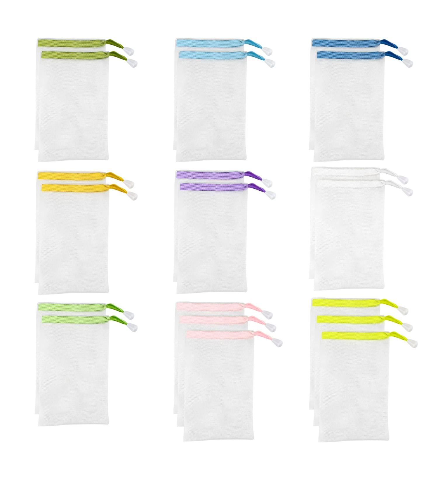 AUEAR 20 Pack Exfoliating Mesh Soap Pouch Saver Bag - Double Layer Bubble Foam Net Drawstring Holder Bags - Assorted Colors, 20 Piece Set - Buy Online on GoSupps.com