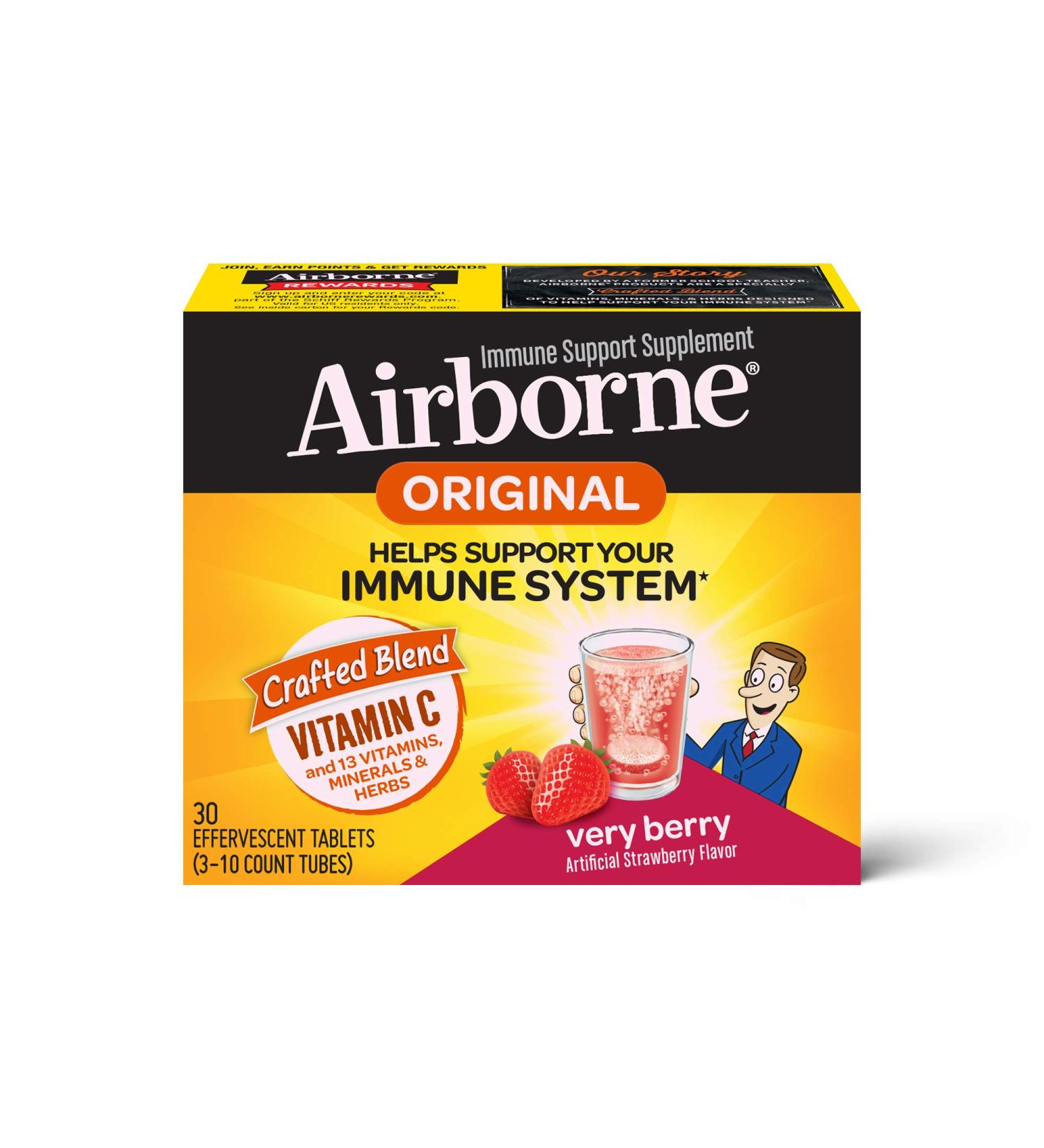 AirBorne Very Berry Immune Support - 30 Effervescent Tablets | Boost Your Immunity! - Buy Online on GoSupps.com