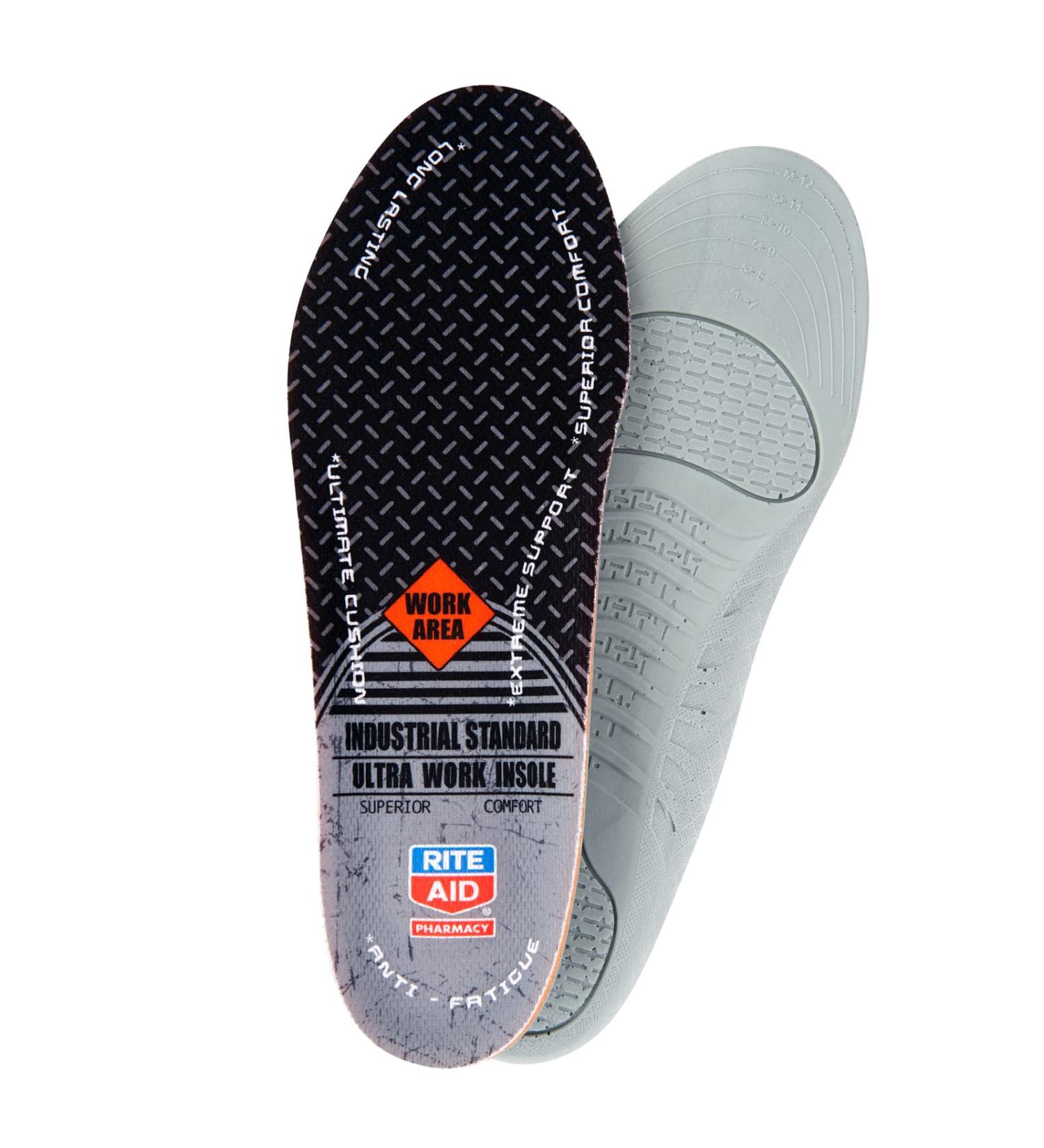 Rite Aid Ultra Work Memory Plus Insoles for Men - Sizes 7-13 | Shock Absorbing & Arch Support | Memory Foam Boot Insoles for Men Work - Buy Online on GoSupps.com
