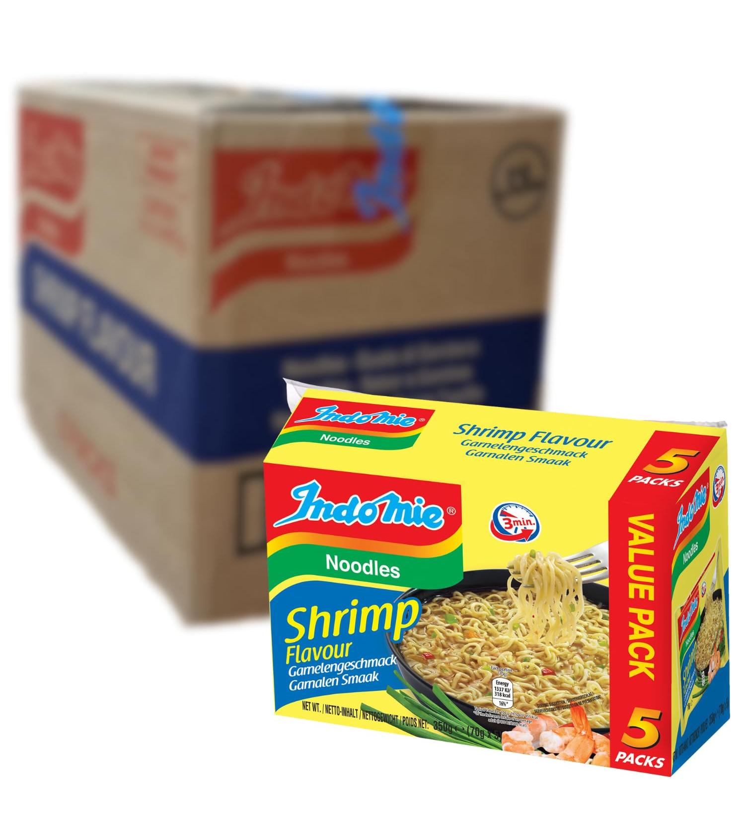 INDOIE Instant Noodles Shrimp 5pack 8x 5 X 70 GR Multipack - Buy Online on GoSupps.com