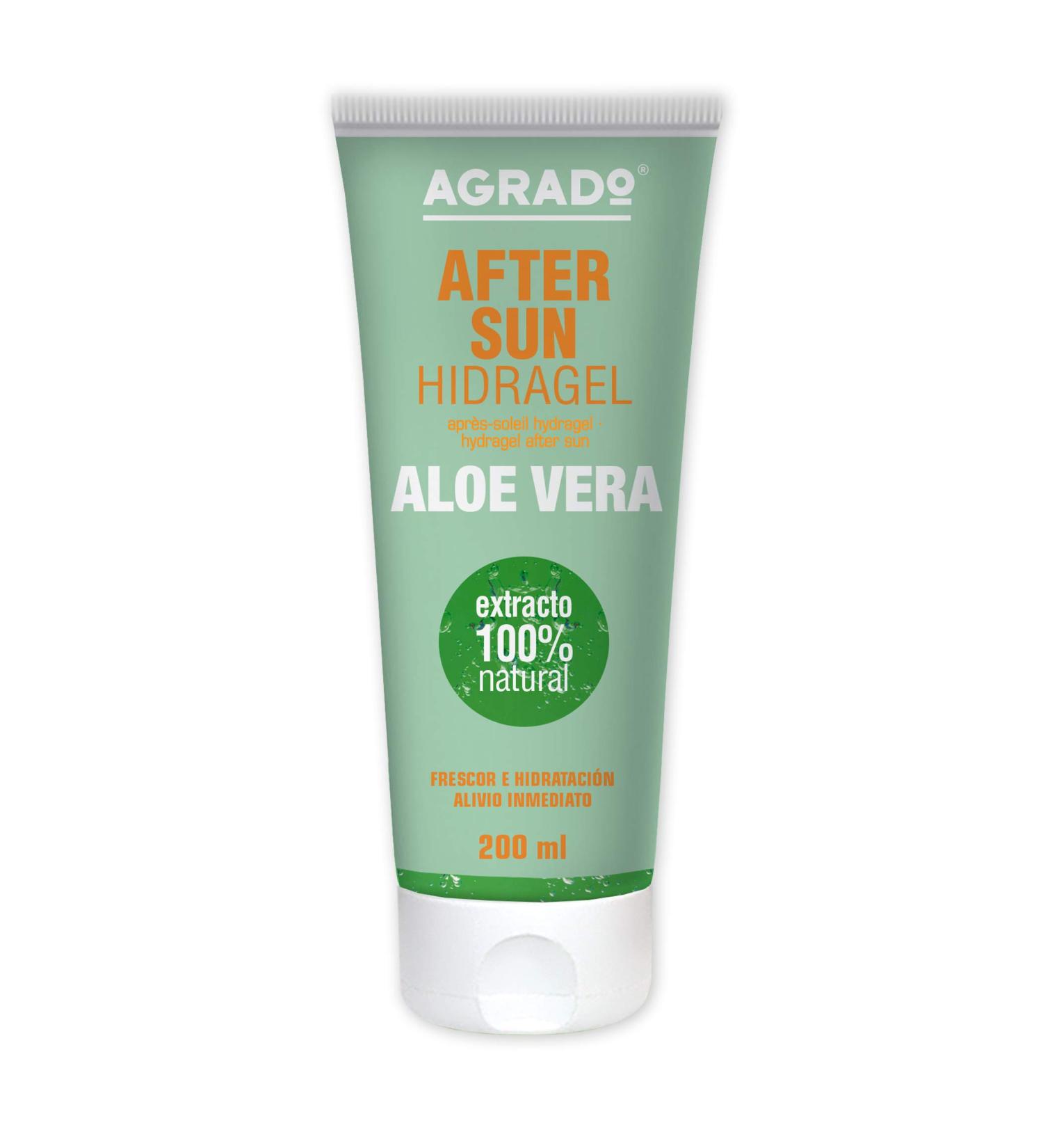 Hydragel Lotion afterSun aloe vera 100% natural after -sun moisture cream Fresh and immediate relief sensitive skin fast intake 200 ml agrado