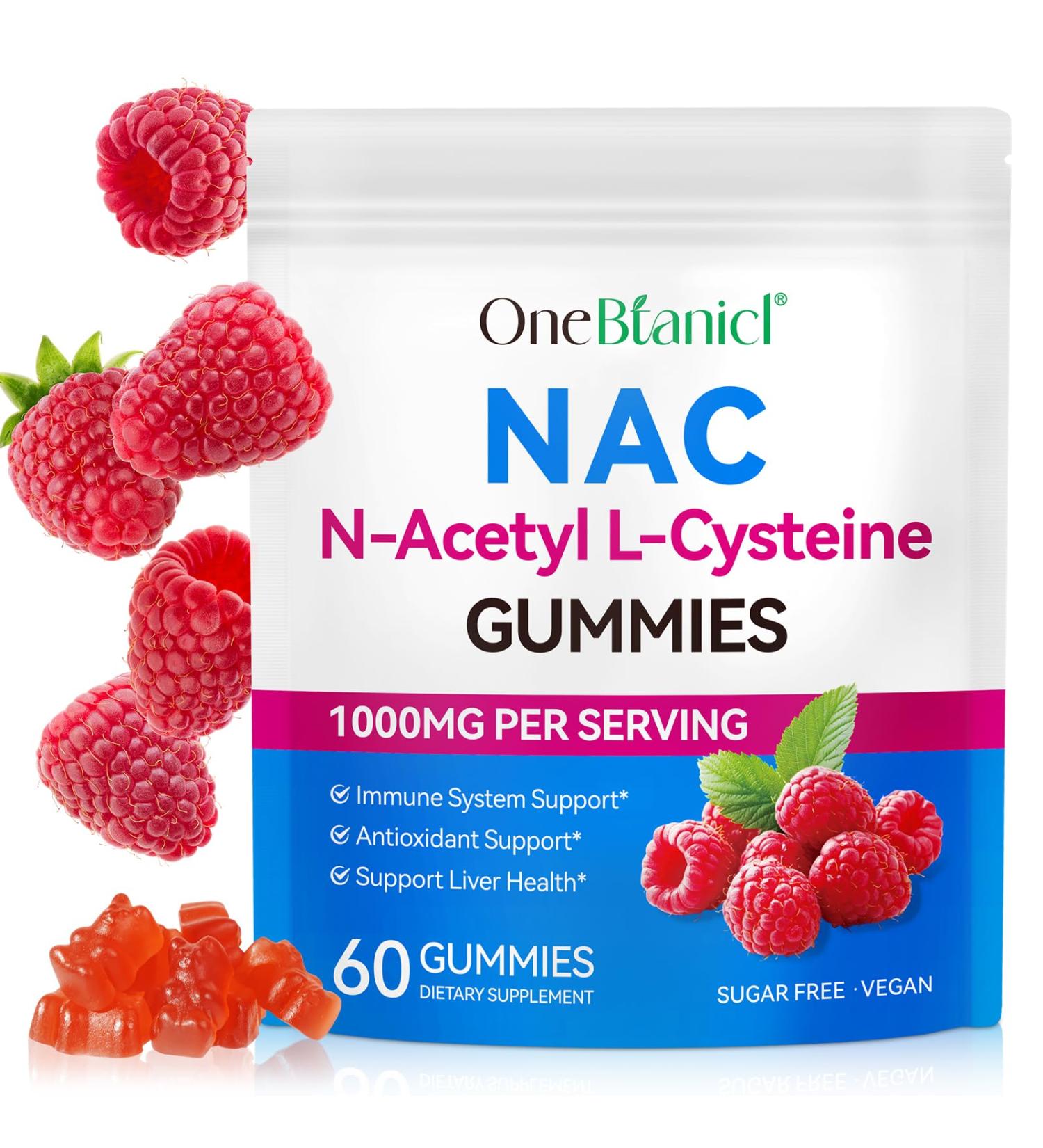  Onznoz NAC Rubber Balls 60 Pack 1000mg N-Acetylcysteine Sugar Free Immune System Support Lung and Liver Health Supports Airway Health Vegan - Buy Online on GoSupps.com