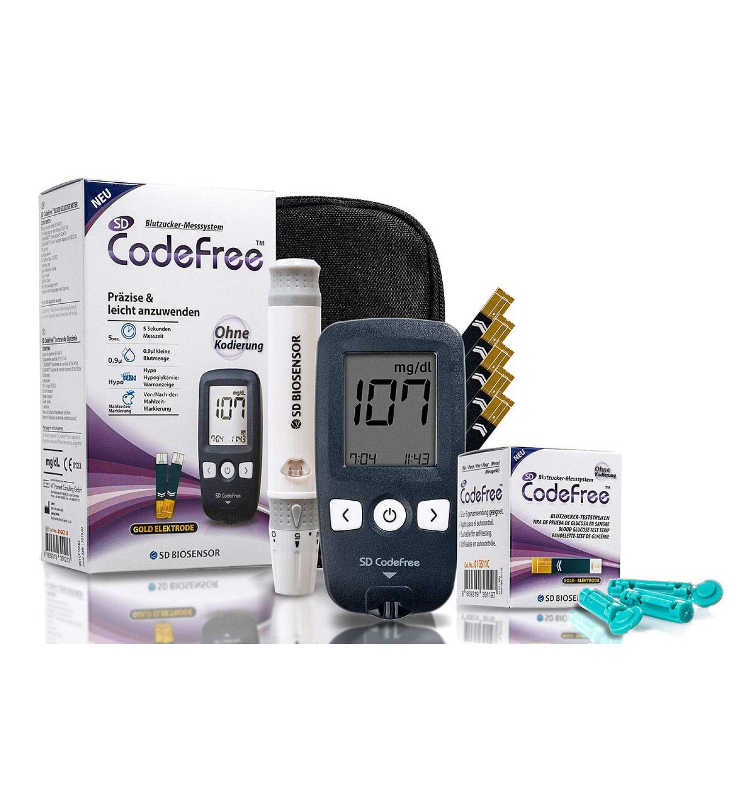 SD CODEFRE Advantage Pack: Blood Sugar Measuring Device Set with 60 Test Strips & 110 Lancets - Diabetes Control Kit for Effective Blood Sugar Monitoring - Buy Online on GoSupps.com