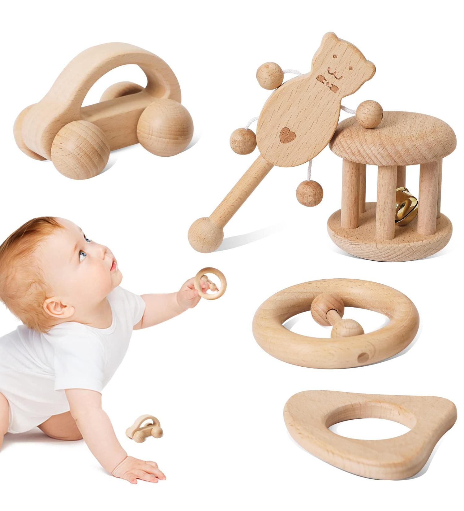 Promise Babe Montessori Rattle Set - Wooden Infant Puzzle Toy Collection - Buy Online on GoSupps.com