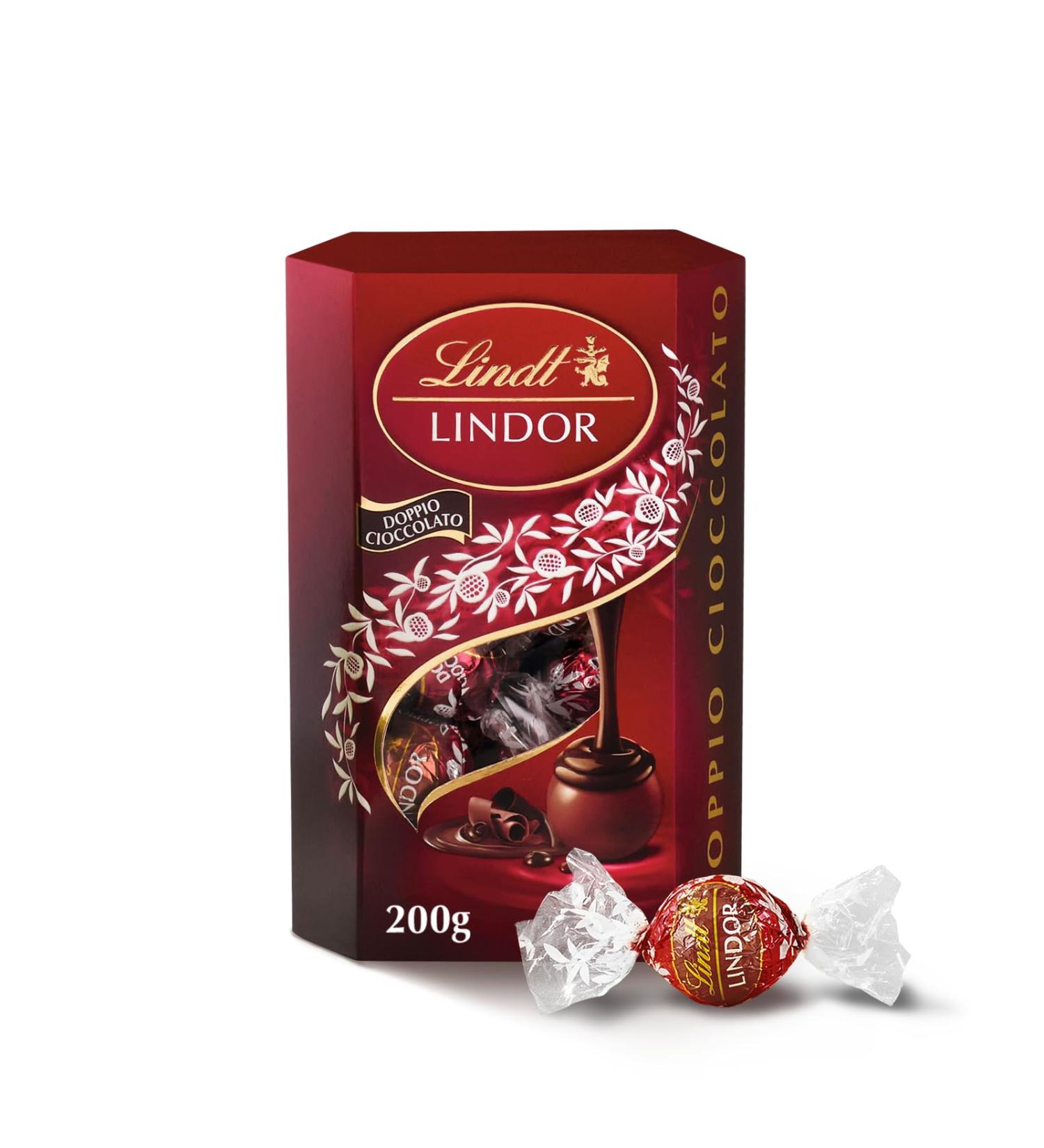 Lindt Lindor Double chocolat Praline au chocolat au lait avec remplissage fondant 16 chocolats paquet de 200 g Chocolat 200g - Buy Online on GoSupps.com