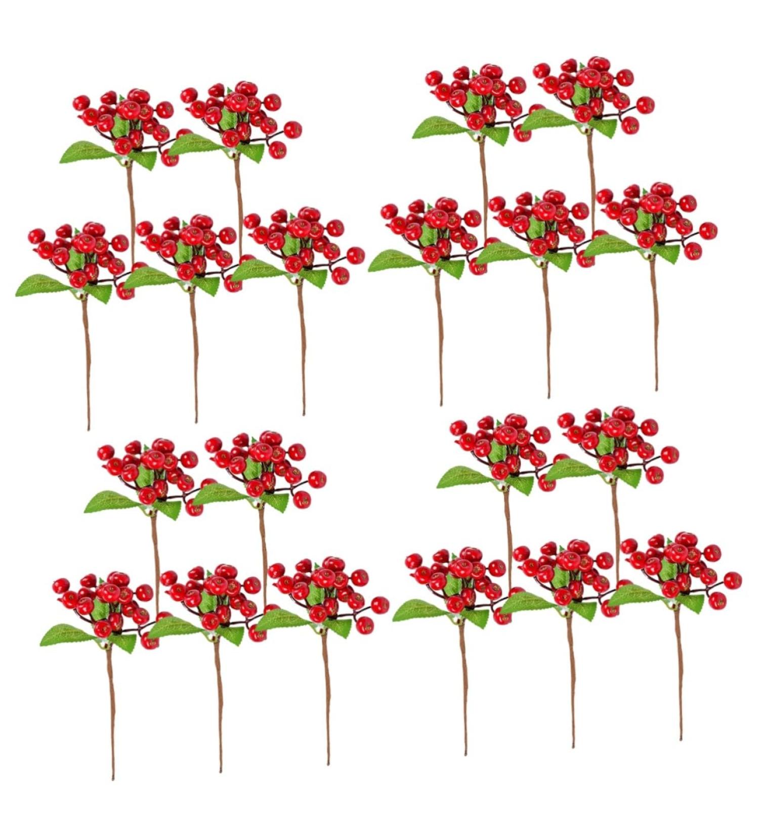 ABOOFAN 20 Pcs Red Berries Red Berry Twig Holly Berry Picks Christmas Berry Picks Branch Holly Berries Branch Wreath Fake Berry Artificial Red Berry Stems Household Decorations Foam - Buy Online on GoSupps.com