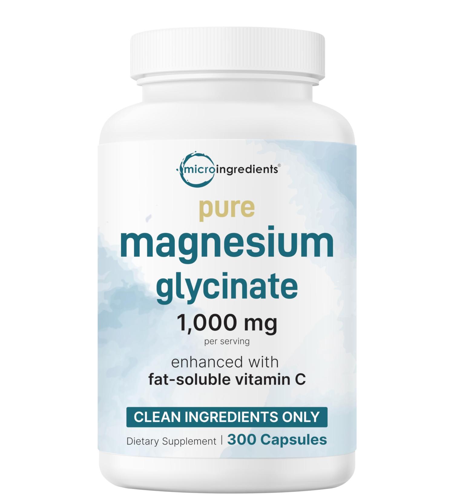 Pure Magnesium Glycinate 1 000mg 300 Capsules | 100% Chelated for Max Absorption | Enhanced with Vitamin C | Only Uses Active Ingredients - Buy Online on GoSupps.com