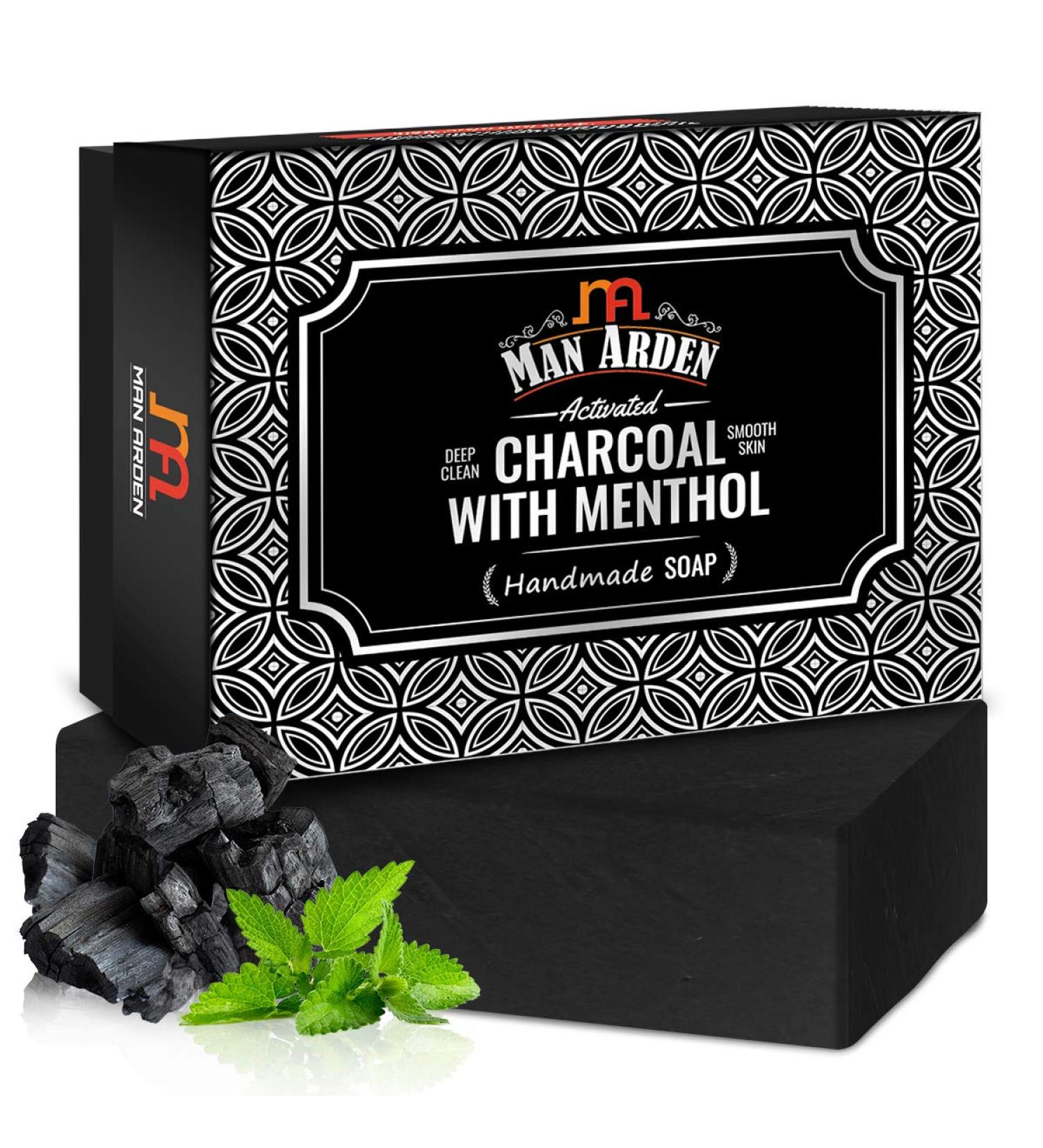 Buy Handmade Luxury Activated Charcoal Soap with Menthol 125g | Natural Cleansing & Freshness | International Shipping Available - Buy Online on GoSupps.com