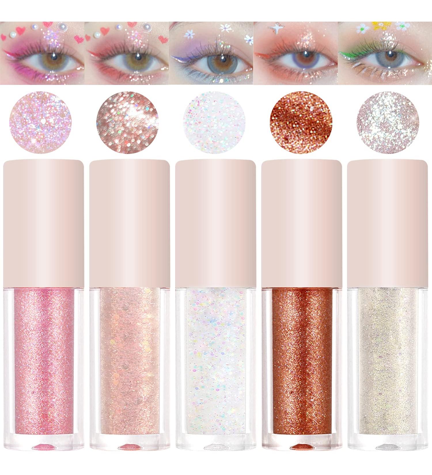 Erinde Liquid Glitter Eyeshadow Eyeliner - Korean Tear Drop Shimmer | Metallic Lightweight Water Texture | Long Lasting Makeup Set with Loose Glitter Glue - Buy Online on GoSupps.com