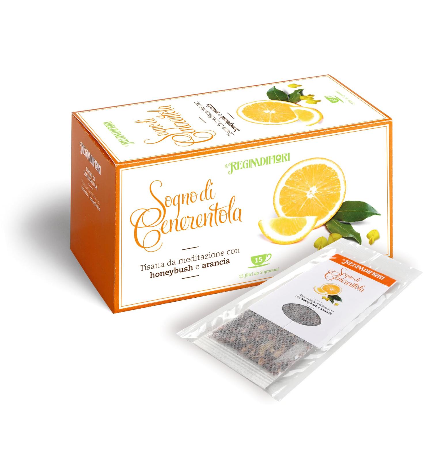 Regina di Fiori Regina di Fiori - Cinderella Dream. Herbal tea with Honeybush and Orange. 4 boxes of 15 x 3g filters (60 filters total)