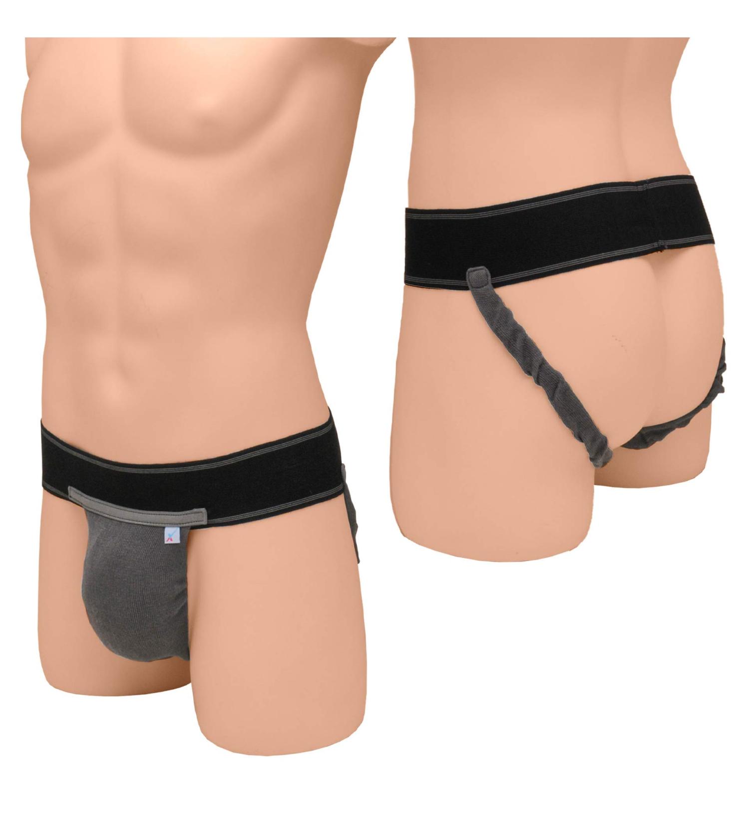 Express Orthopaedic Scrotal Support - Small Black/Grey Jockstrap for Hernia, Hydrocele, Post Surgery & Sports - Buy Online on GoSupps.com