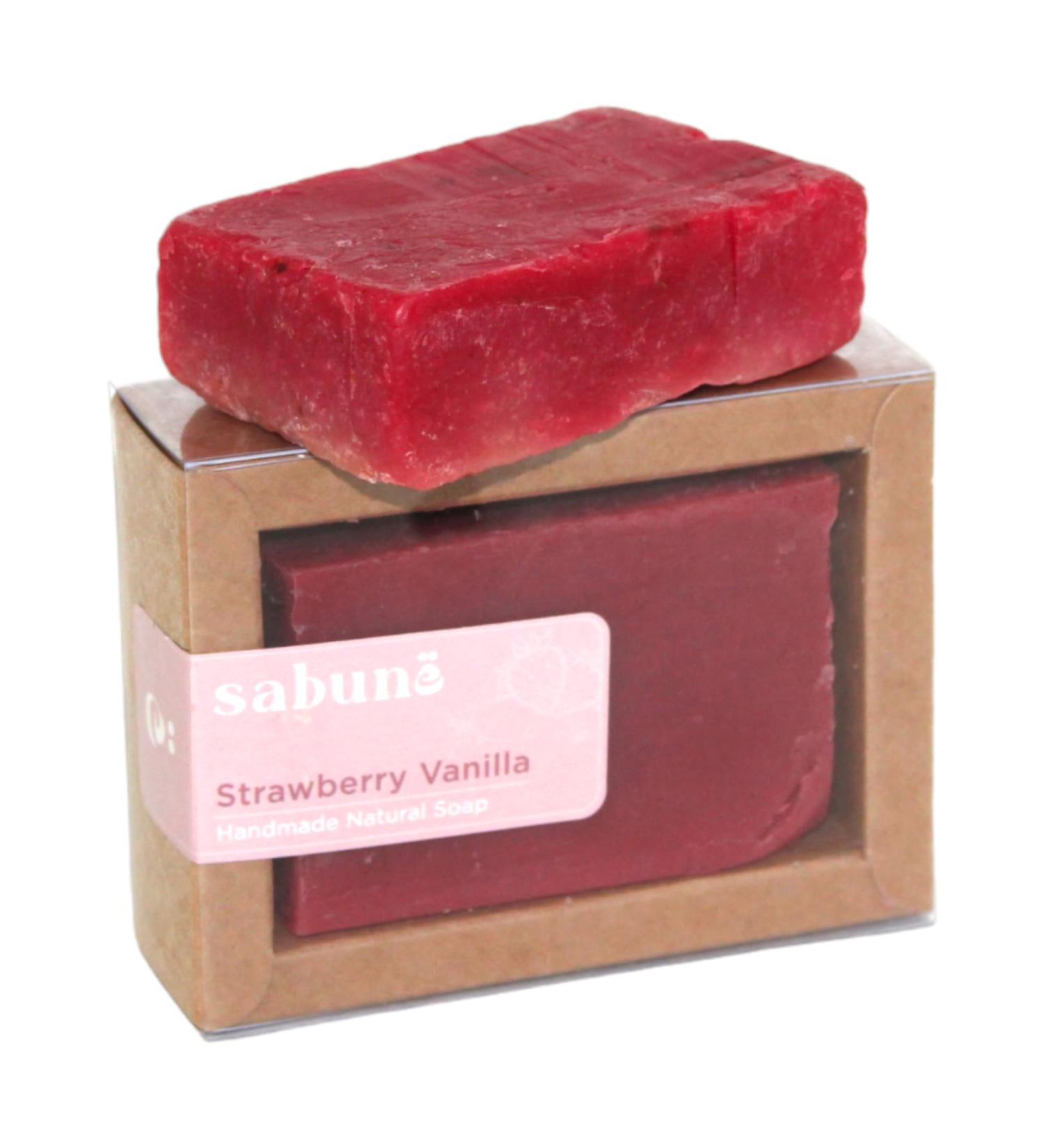 Olive Oil Soap Bar - Handmade 100% Pure Natural Vegan - Strawberry Vanilla Scent - 1 Bar - Buy Online on GoSupps.com