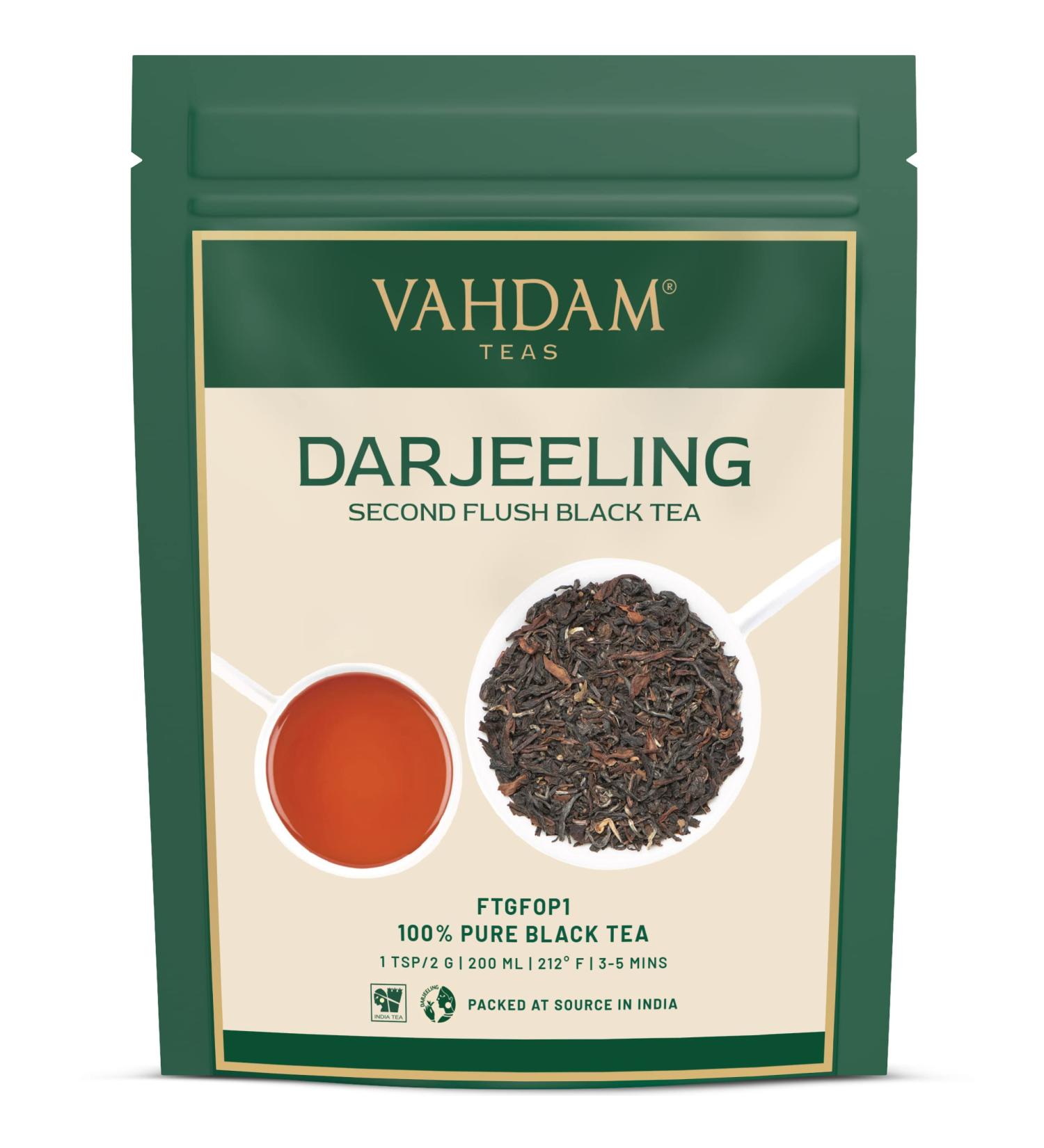 Vahdam Teas Daily Darjeeling Black Tea - 3.53 oz (100g) | Premium Loose Leaf - Buy Online on GoSupps.com