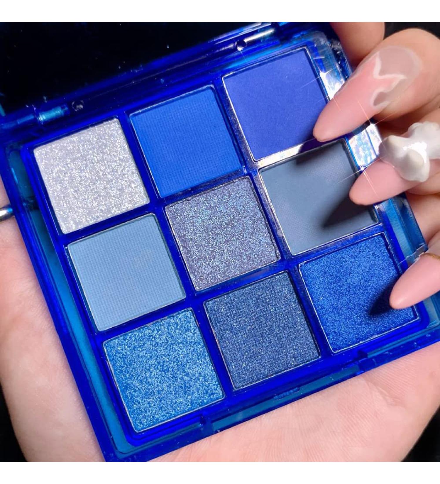 Yeweian Blue Eyeshadow Palette - 9 Colors Glitter Matte Makeup for Women | Highly Pigmented & Waterproof Smokey Eye Palette (06) - Buy Online on GoSupps.com