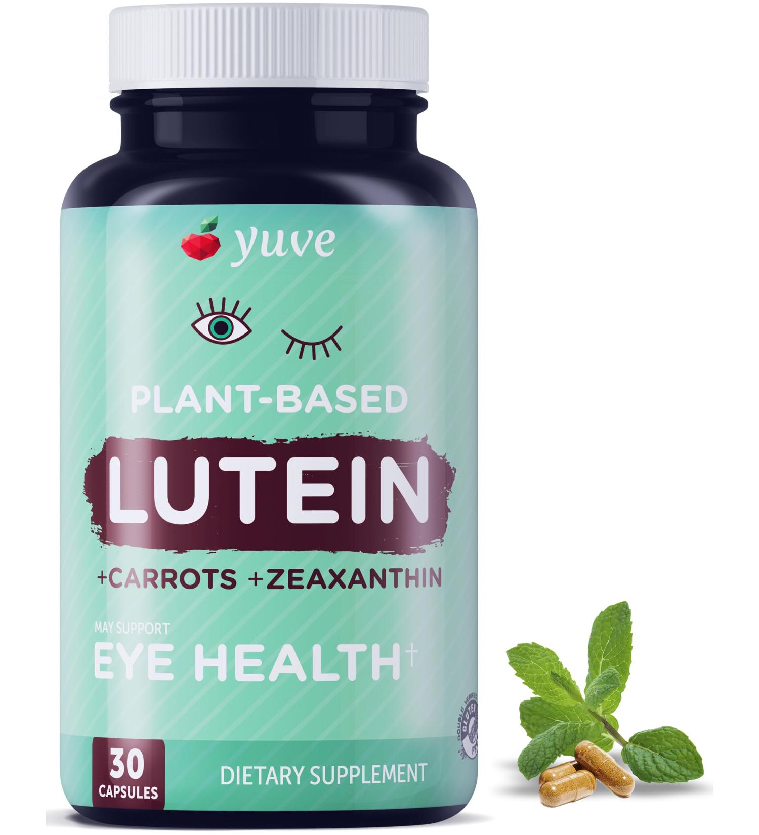 Yuve 20mg Lutein & Zeaxanthin Eye Health Supplement with Clinically Studied Lutemax 2020 Carotenoid Complex - Supports Dry Eyes Fatigue & Vision Clarity - 30 Vegan Capsules - Buy Online on GoSupps.com