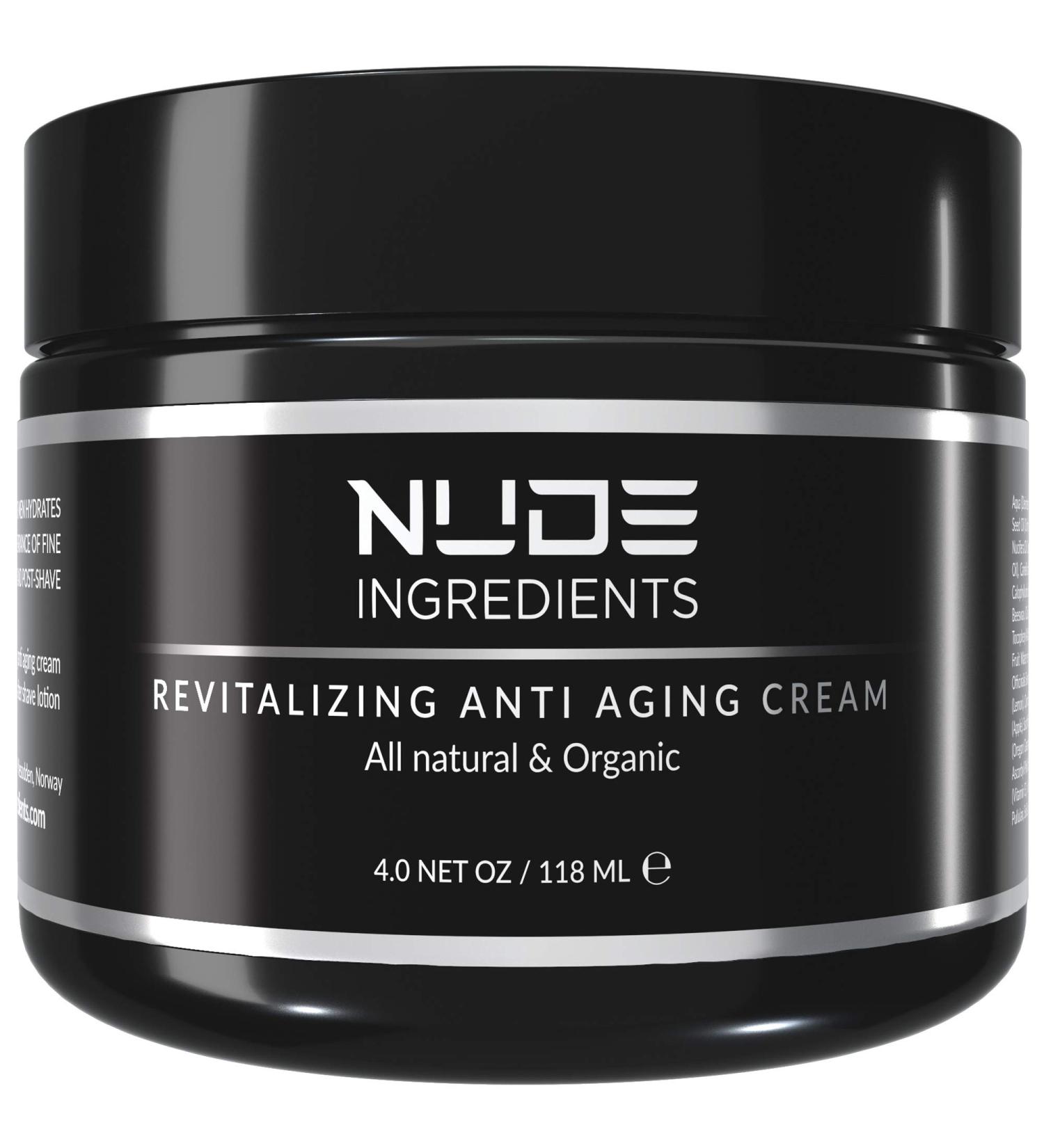 Nude Ingredients Men's Anti-Aging Face Cream - Day & Night Moisturizer for Dry Skin - Wrinkle Cream - 4 oz - Buy Online on GoSupps.com