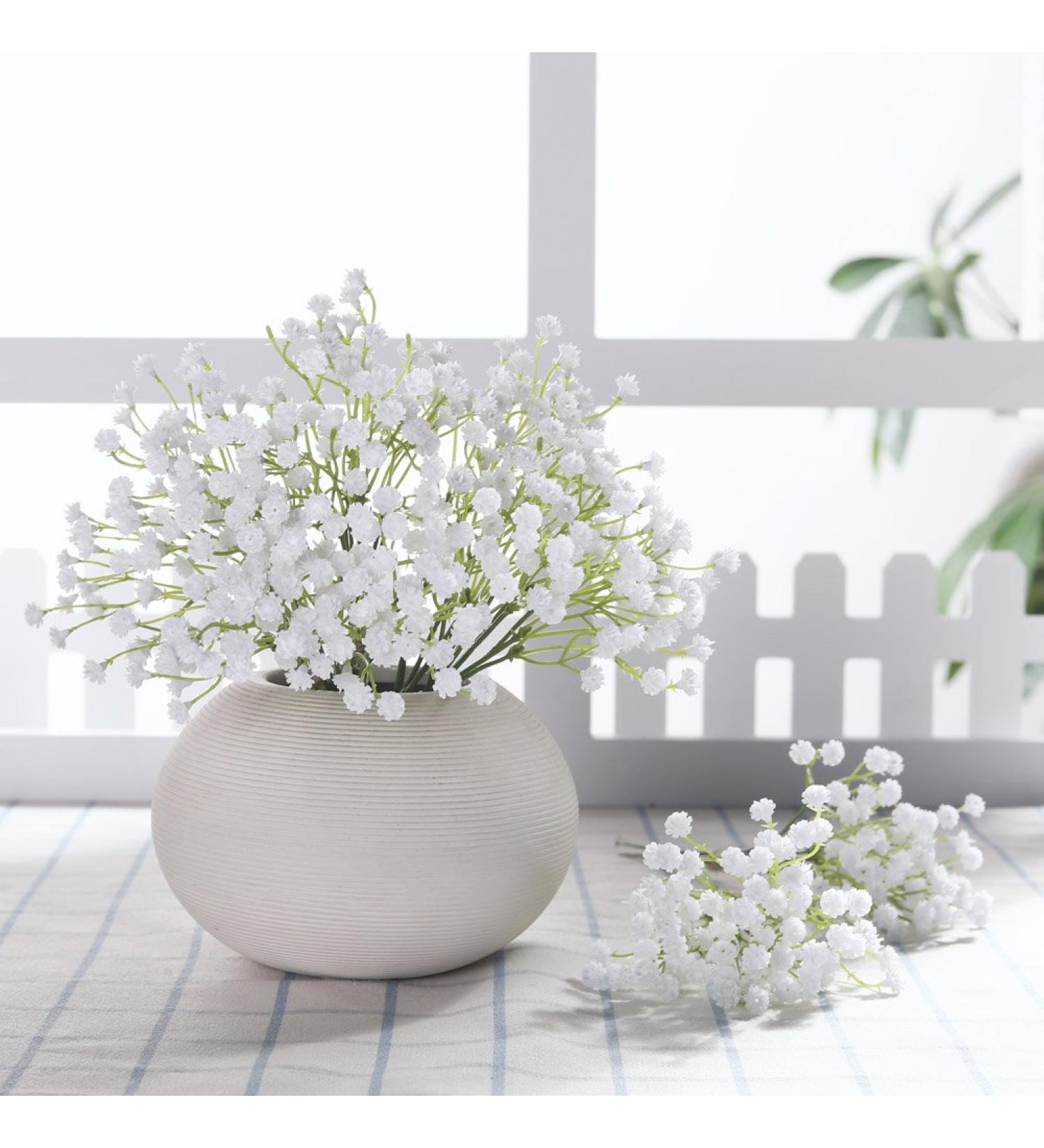 Justoyou 10 Pcs White Baby's Breath Flowers - Artificial Gypsophila for Wedding and Home Decor - Buy Online on GoSupps.com