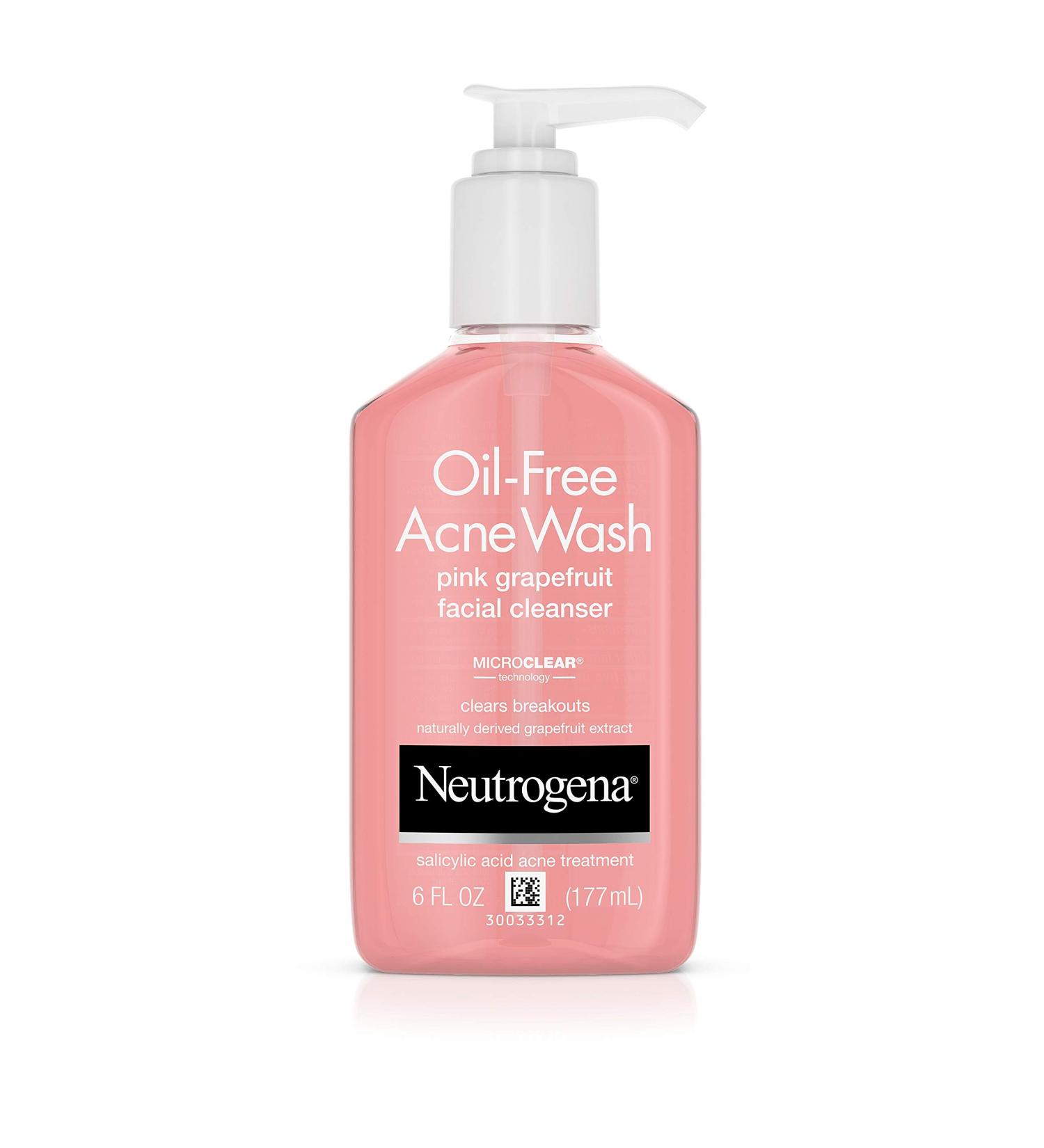 Neutrogena Oil-Free Pink Grapefruit Acne Wash - Pore Cleansing Facial Cleanser with 2% Salicylic Acid & Vitamin C | 6 fl. oz - International Shipping Available - Buy Online on GoSupps.com