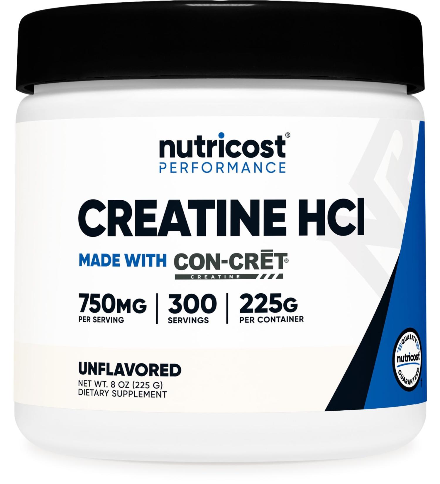 Nutricost Creatine HCl Powder (8 OZ) - Made with CON-CRET Creatine 300 Servings - Buy Online on GoSupps.com