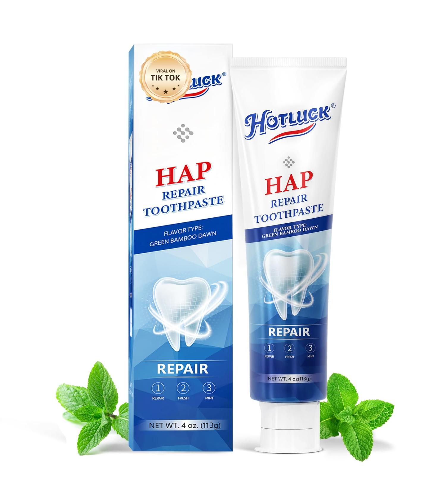 Hotluck HAP Fluoride Free Toothpaste Nano Hydroxyapatite Toothpaste Enamel Repair & Remineralization Whitening Fresh Breath Natural Mint 4oz (Pack of 1) Hap 1 Pack - Buy Online on GoSupps.com
