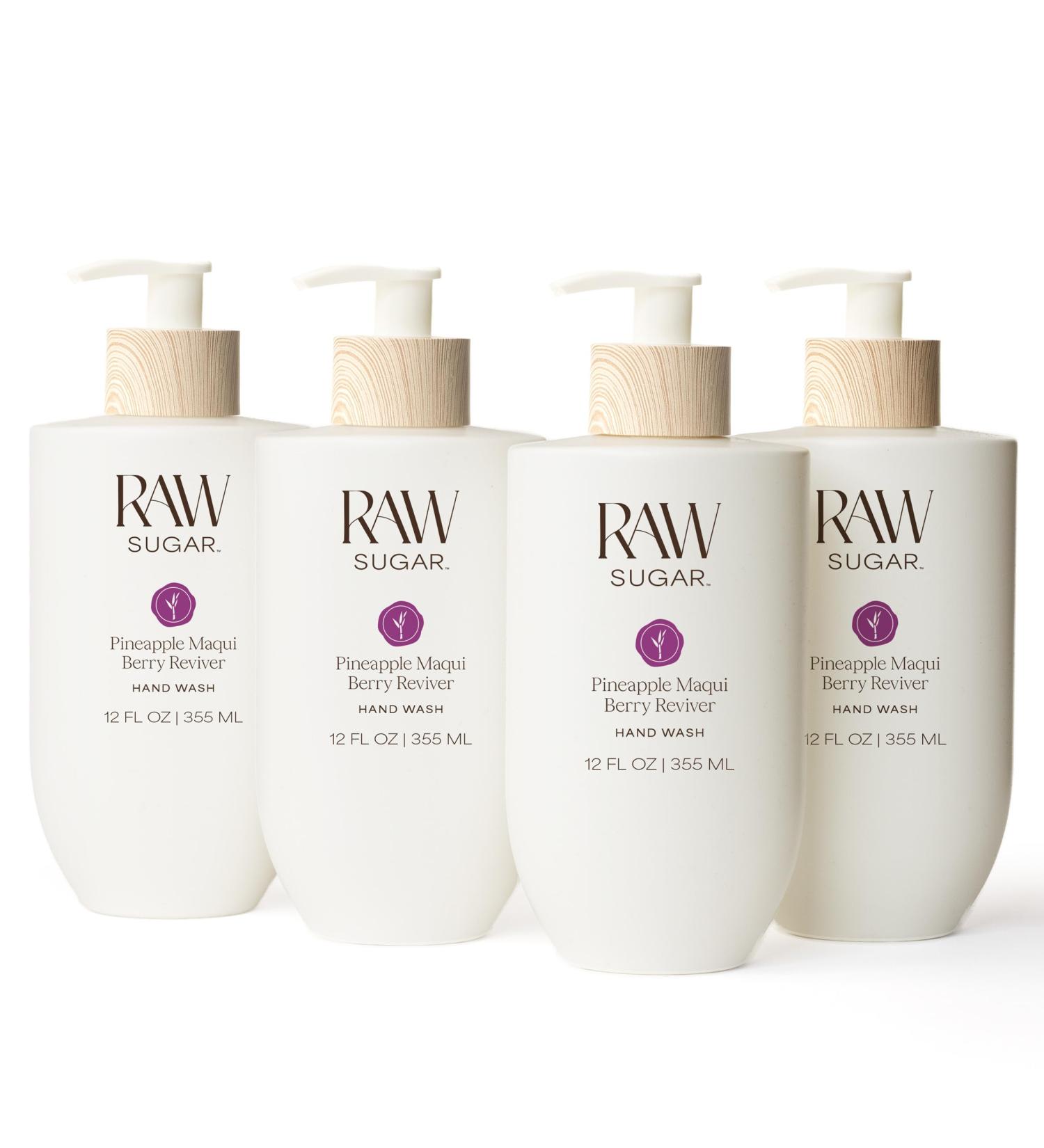 RAW SUGAR Pineapple Maqui Berry Reviver Hand Wash 12 Fl Oz (Pack of 4) Liquid Hand Soap for Kitchen or Bathroom Cleanses & Refreshes Hands Vegan Formulated without SLS/SLES & Parabens - Buy Online on GoSupps.com