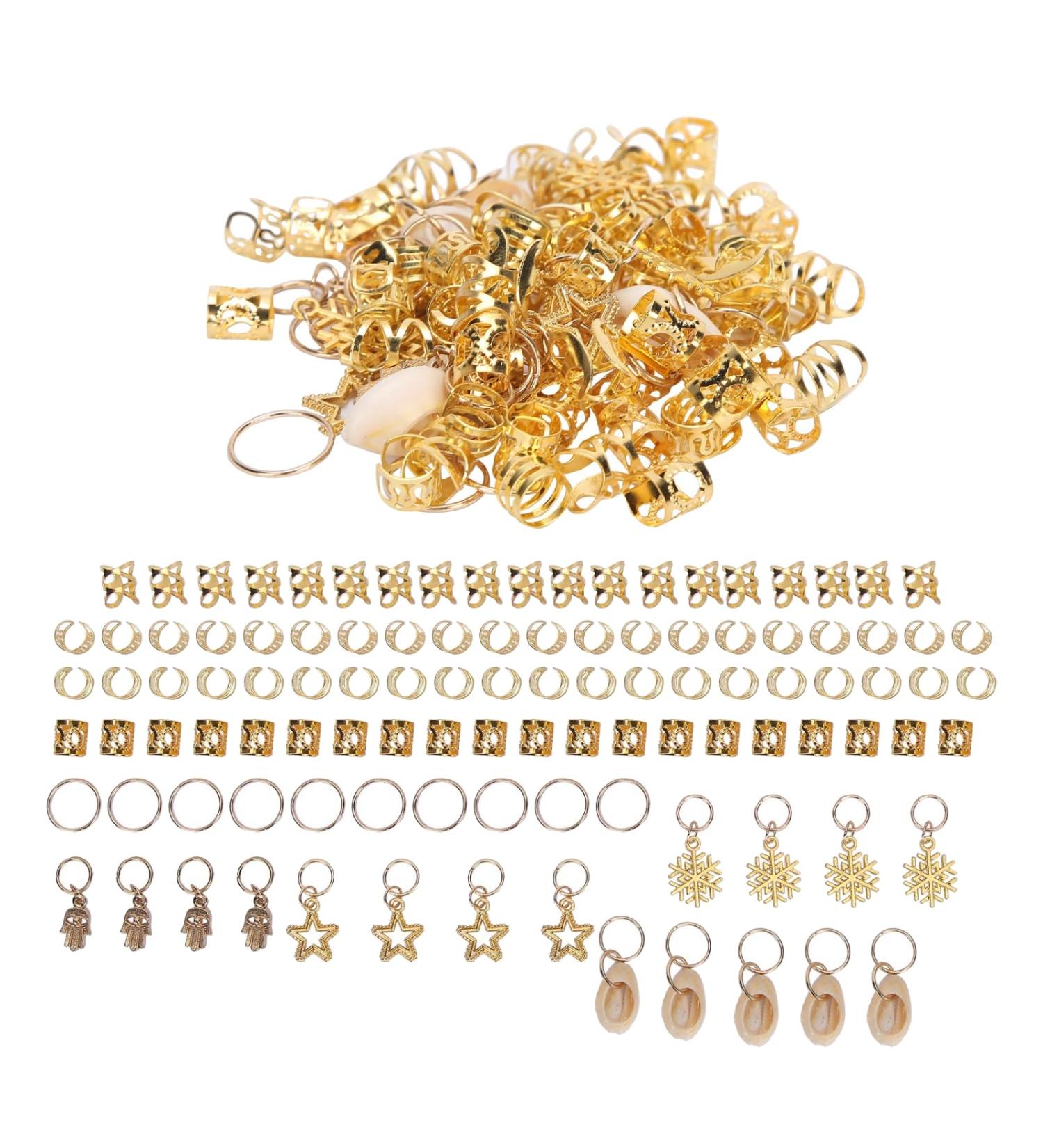 110-Piece Hair Braid Rings Set - DIY Dreadlocks Clips Hoops & Accessories for Stunning Hair Styles - Buy Online on GoSupps.com