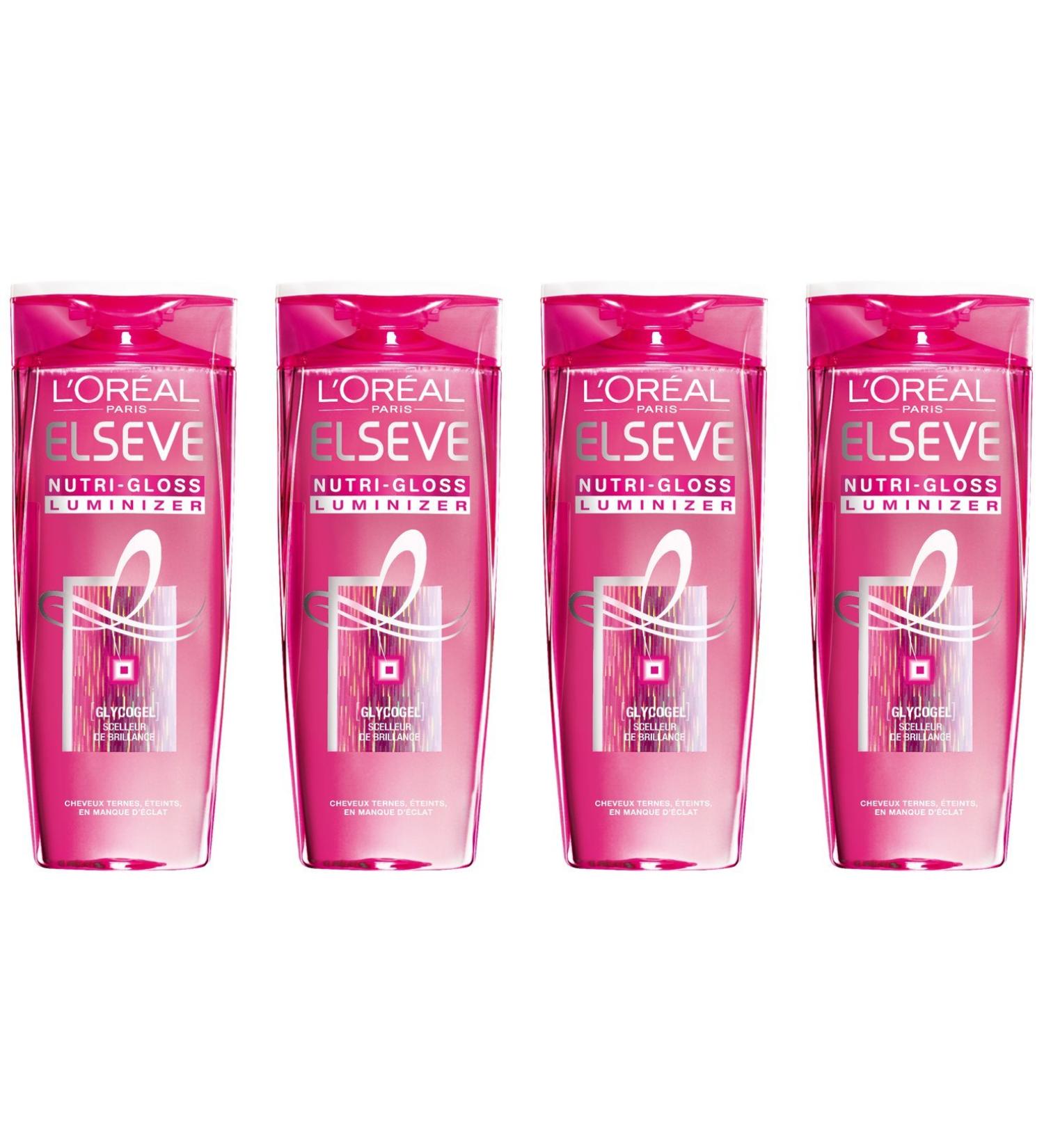 L'Oréal Paris Elsève Nutri-Gloss Luminizer High Shine Shampoo 250 ml - Pack of 4