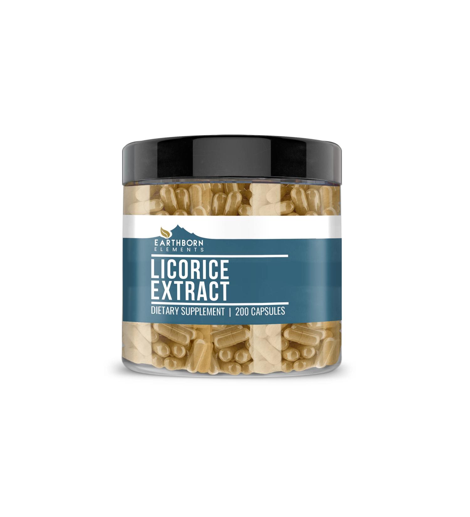 Earthborn Elements Licorice Extract 200 Capsules - Pure & Undiluted - No Additives - 200 Count - Buy Online on GoSupps.com