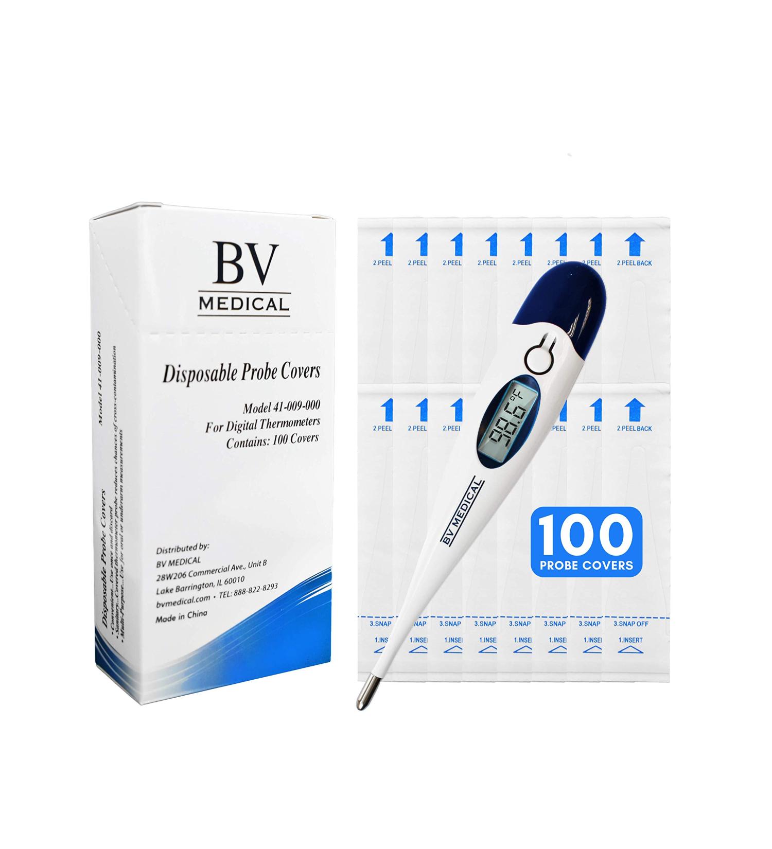 BV Medical Digital Thermometer with Rigid Tip - 10sec Readings | Includes 100 Probe Covers - Buy Online on GoSupps.com