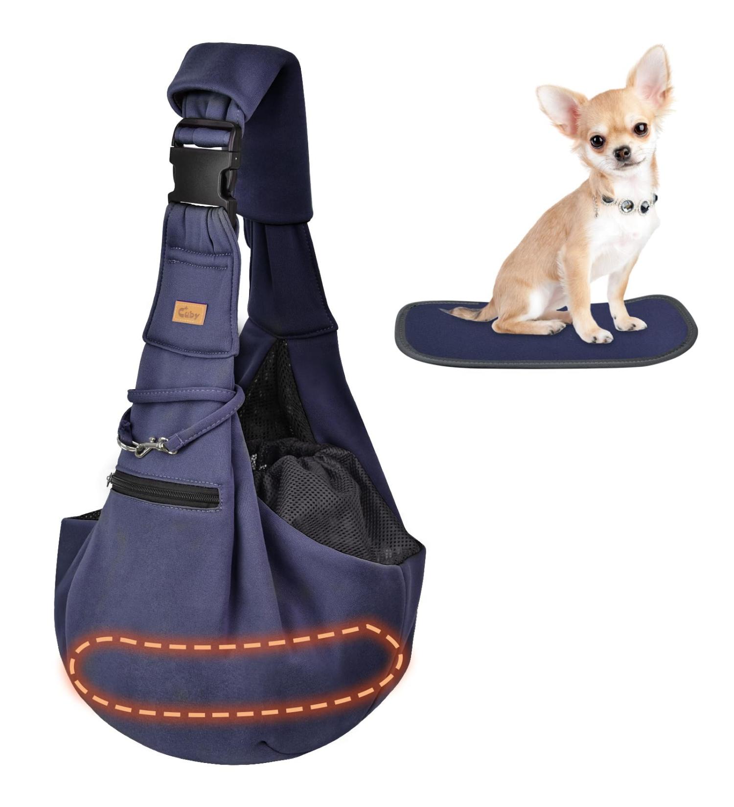 Cuby Adjustable Dog & Cat Sling Pet Carrier - Dark Blue | Travel Pet Bag with Foot Cushion & Adjustable Strap - Buy Online on GoSupps.com