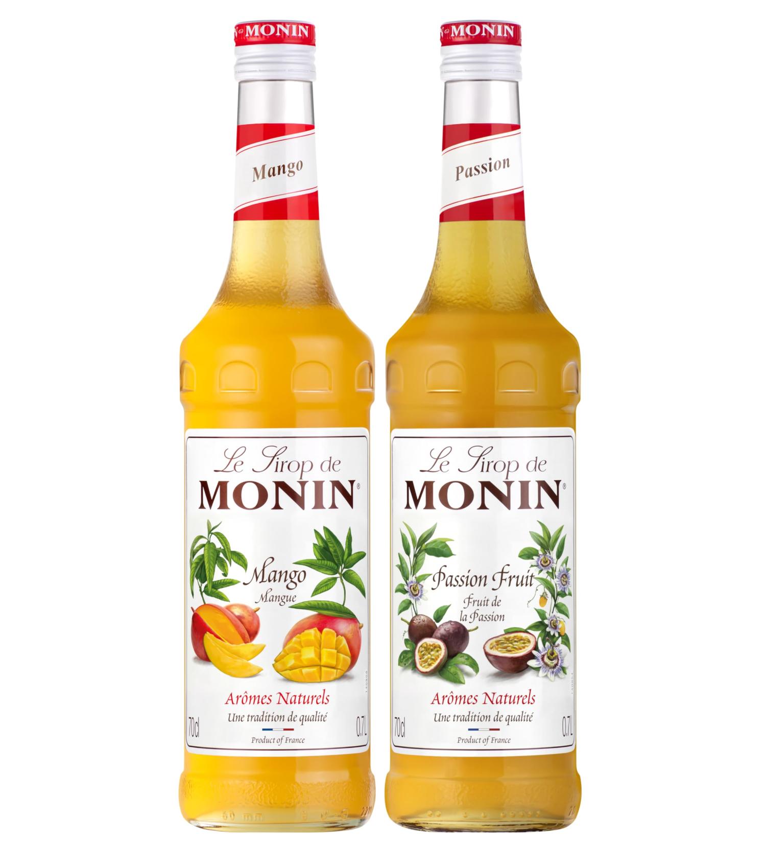 MONIN - Exotic assortment of Mango Syrup and Passion Syrup for Cocktail Iced Tea and Lemonade - Natural Flavors - 2 x 70cl - Buy Online on GoSupps.com
