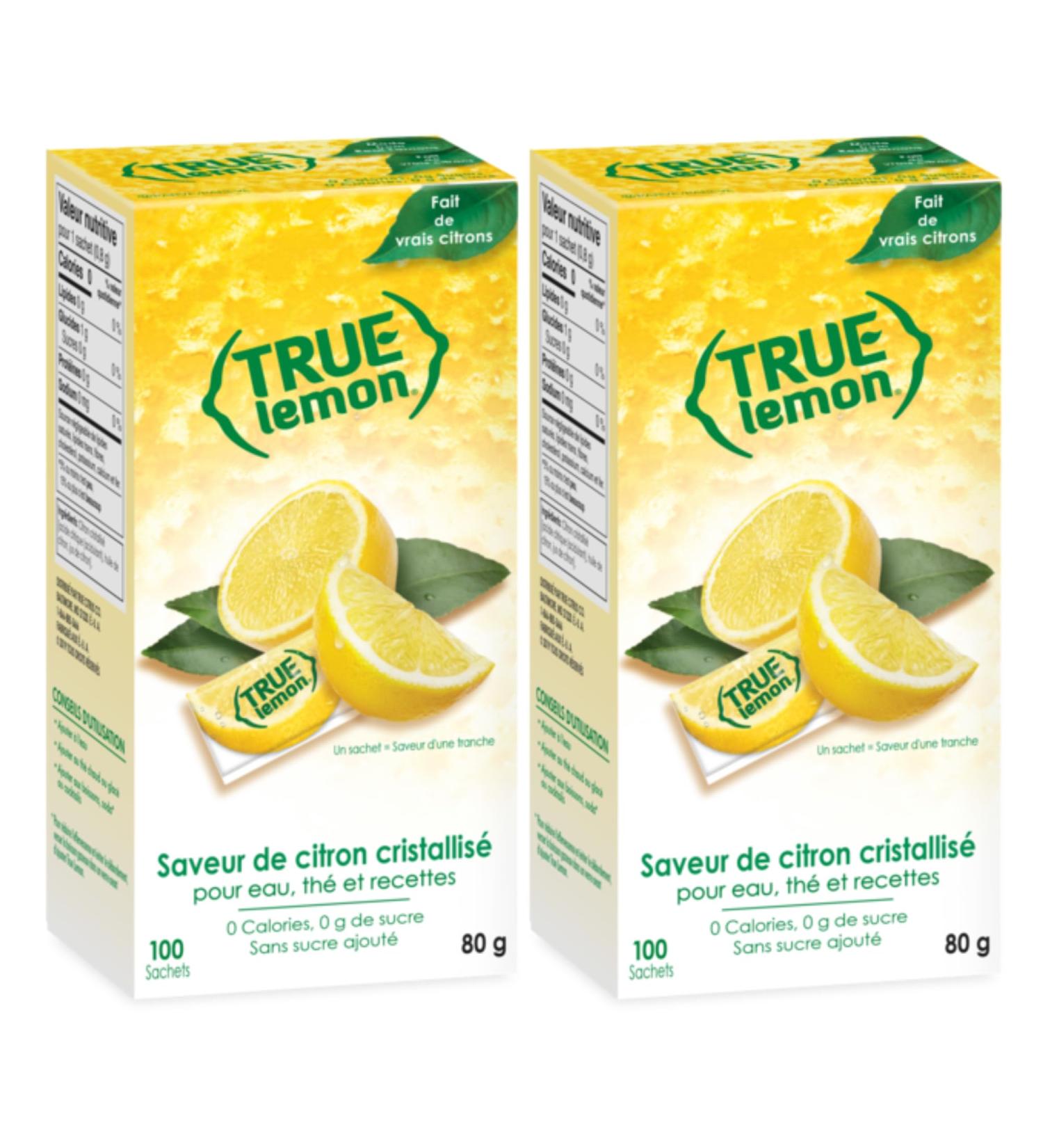 TRUE LEMON Water Enhancer Bulk Dispenser 0 Calorie Drink Mix Packets For Water Sugar Free Lemon Flavoring Powder Packets 100 Count (Pack of 2) - Buy Online on GoSupps.com