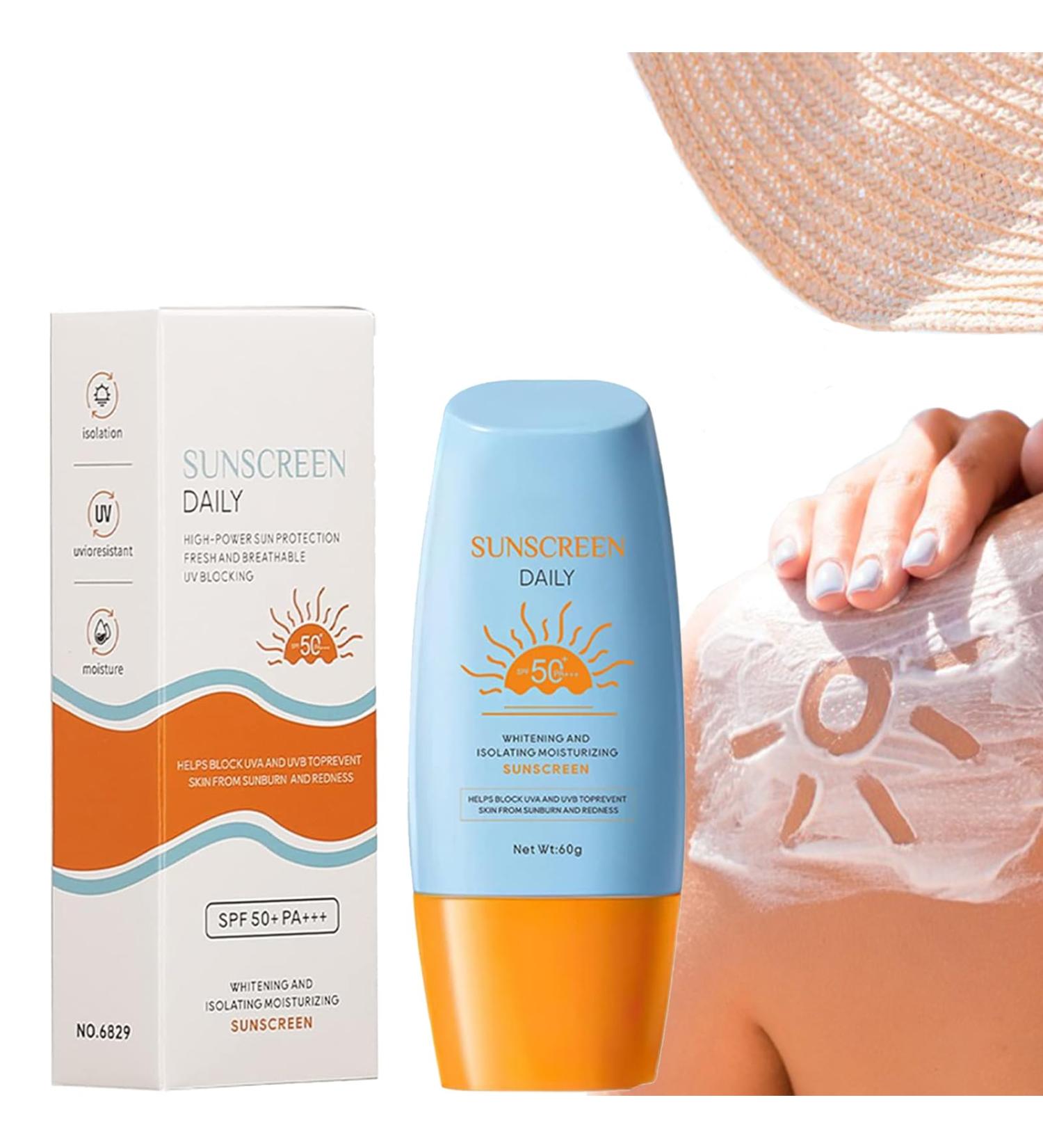 Water Resistant Sunscreen SPF 50+ Gentle Formula Moisturises Non-Greasy Sun Cream Advanced Sunscreen Providing Effective UVA + UVB Protection Daily UV Protection Lotion for Face Body Neck 60g - Buy Online on GoSupps.com