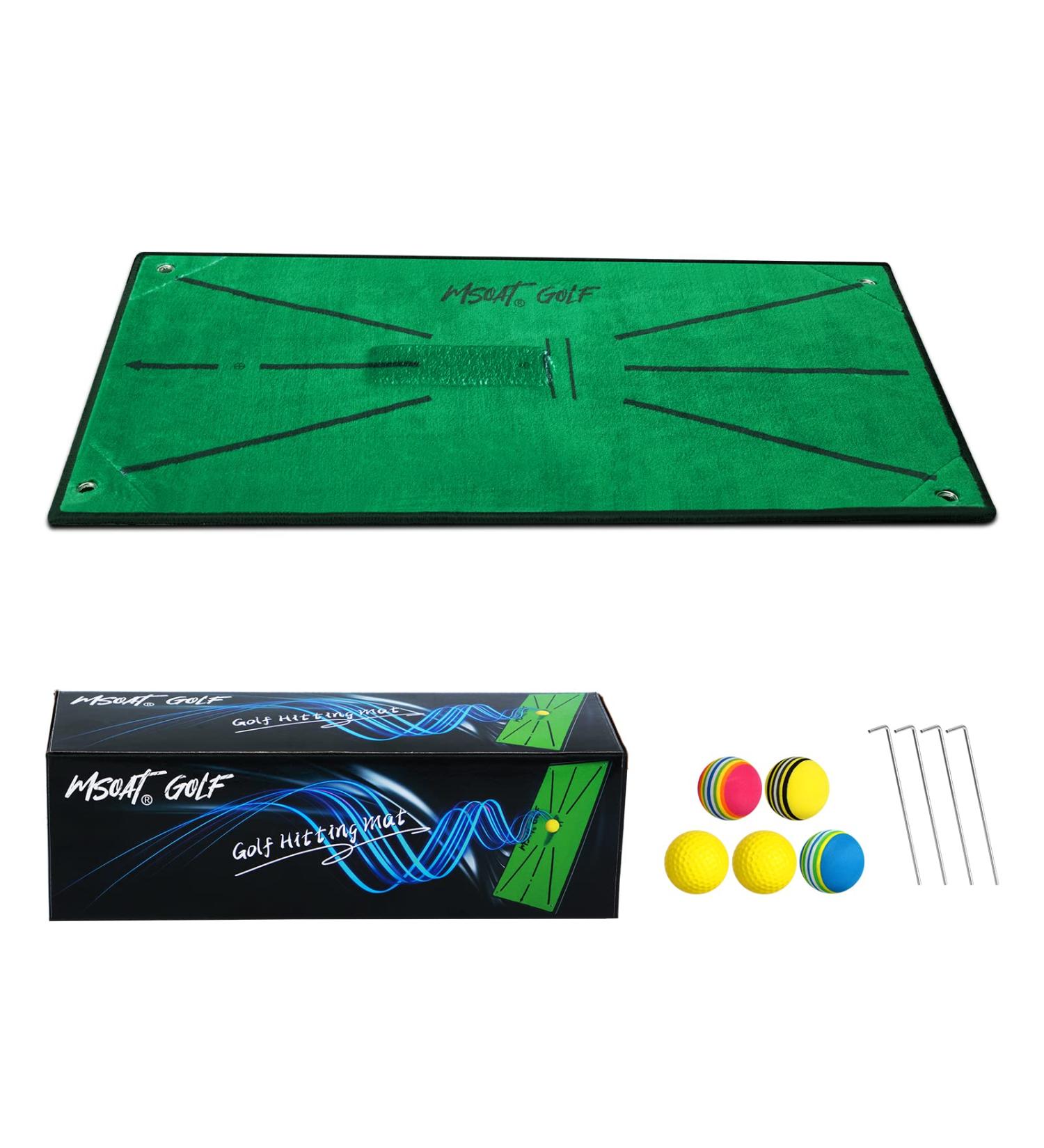 MSOAT Golf Swing Mat w/ Impact Traces | Portable Training Aids for Backyards | Velvet Material | Accustrike Technology | Darker Green - Buy Online on GoSupps.com