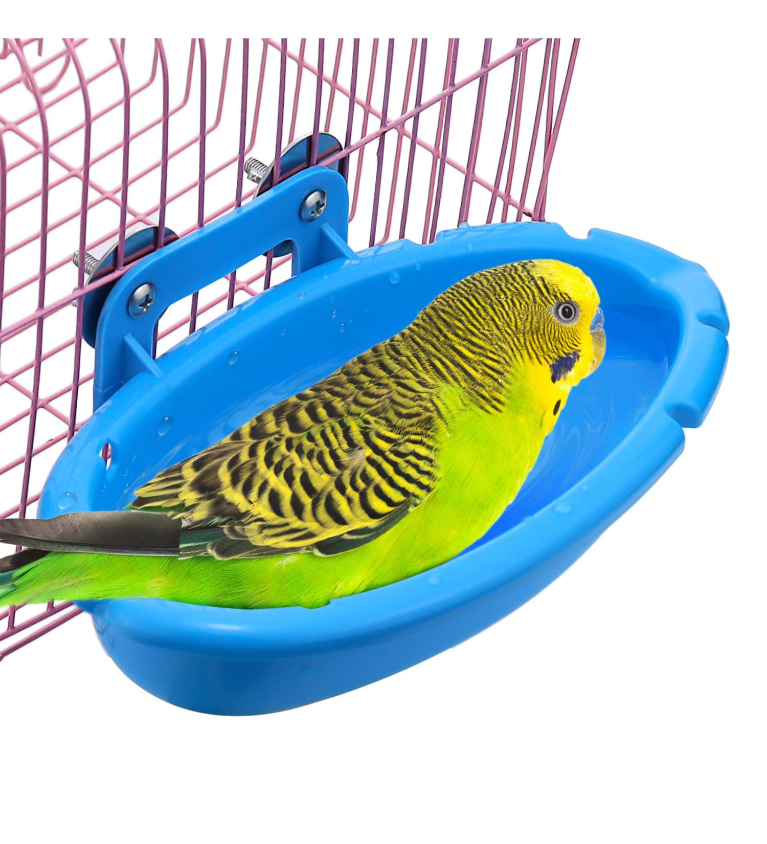 Mygeromon Bird Bath for Cage - Hanging Small Tub for Parrot, Parakeets, Canary, Budgerigar Shower - Blue - Buy Online on GoSupps.com