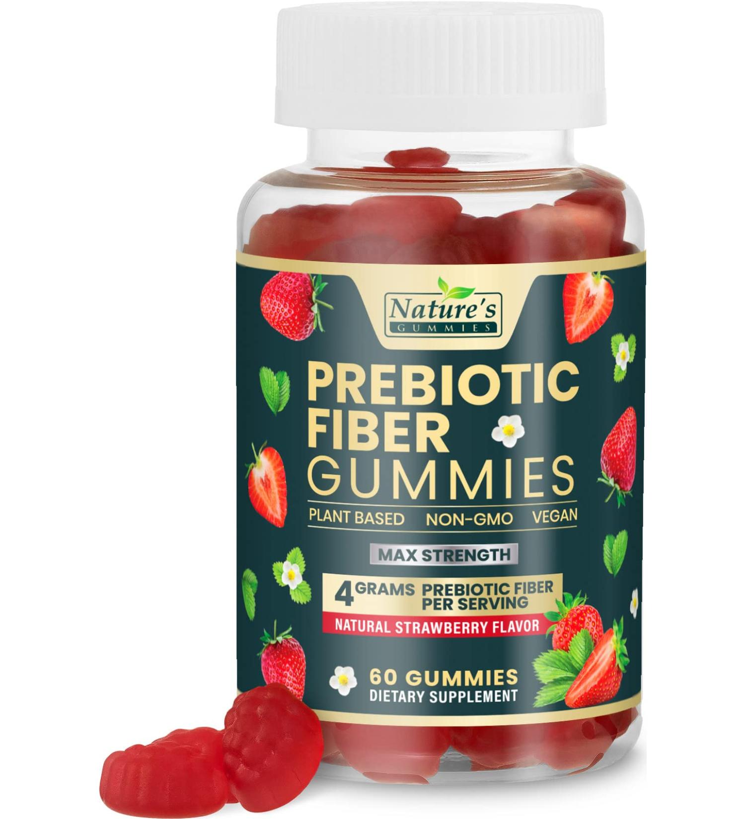 Fiber Gummies for Adults - Daily Prebiotic Fiber Supplement for Digestive Health - 60 Natural Gummies for Men & Women - Buy Online on GoSupps.com