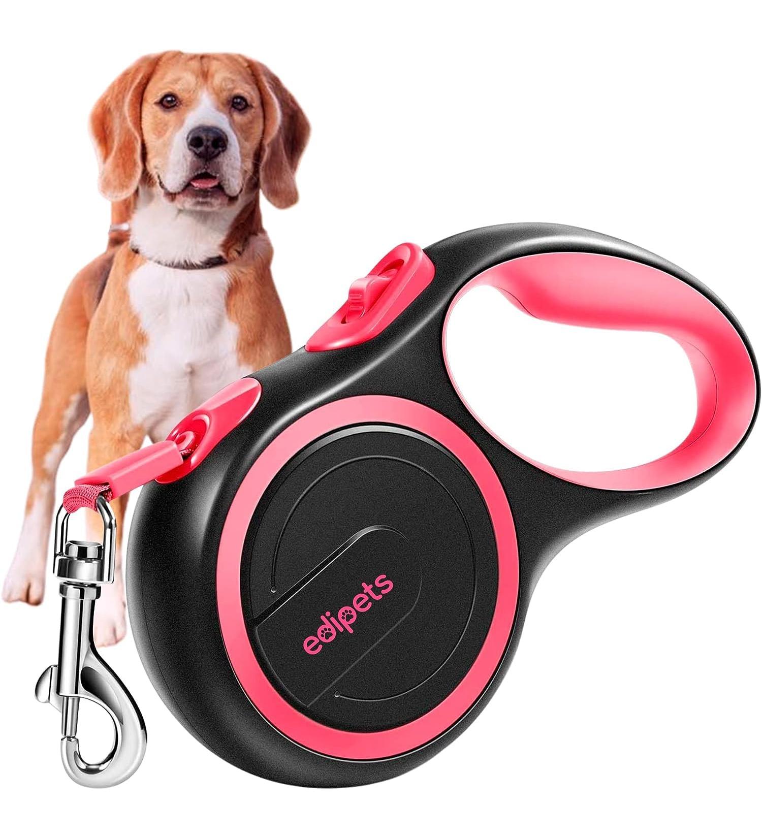 Edipets Extendable Dog Leash - 5m Flexible Retractable Leash for Dogs up to 20kg - Pink Rolinee Flexileine for Comfortable Walks - Buy Online on GoSupps.com