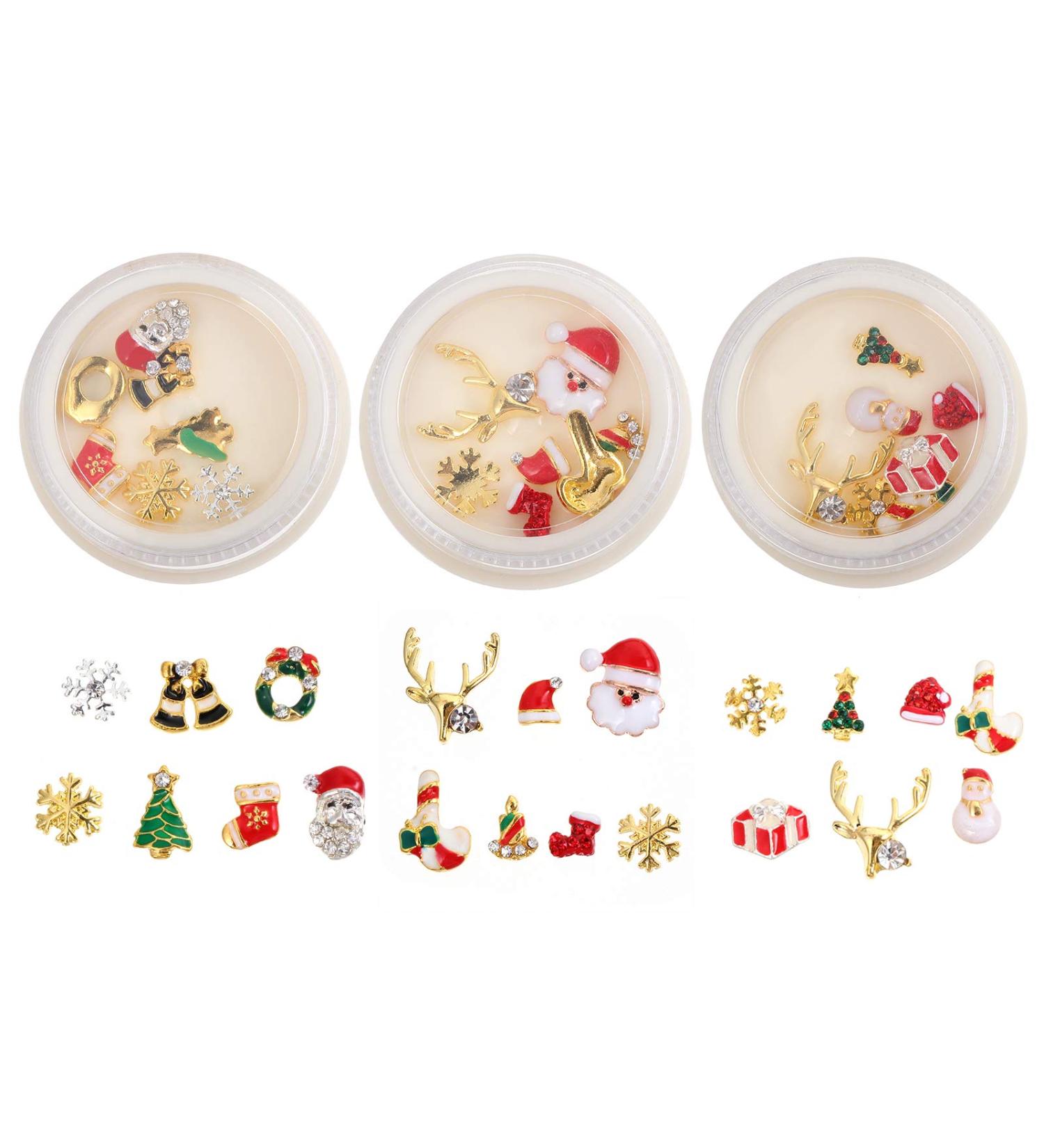 3 Boxes Nail Art Accessories Christmas Nail Decorations Creative Nail Decorations Nail Diamond Rhinestones for Nails Holiday Metal Nail Sticker Nail Gems and Charms Manicure Tools - Buy Online on GoSupps.com