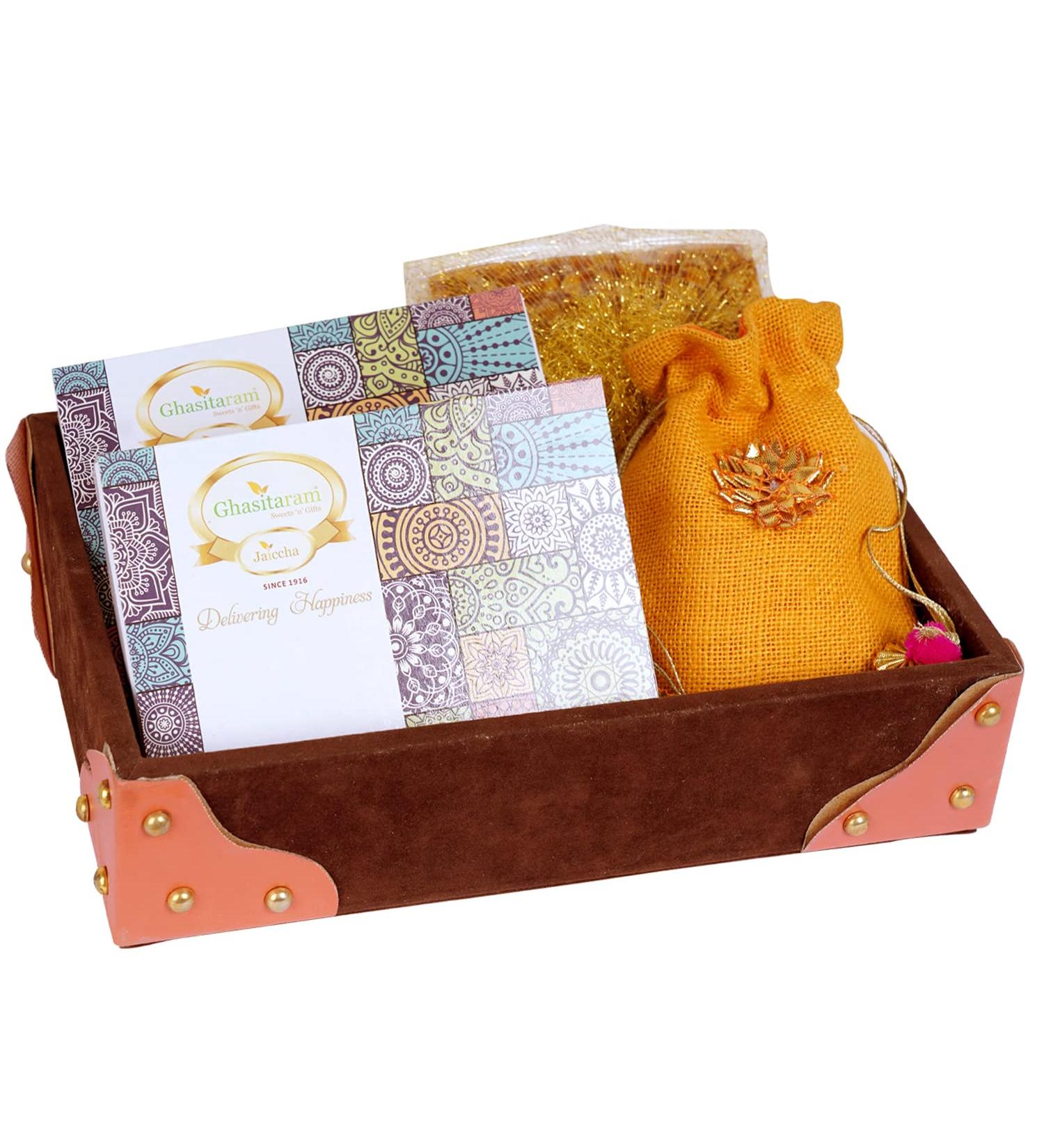 Ghasitaram Gifts Lohri Gifts Lohri Sweets Gacchak Hampers Korno Lohri Basket - Buy Online on GoSupps.com