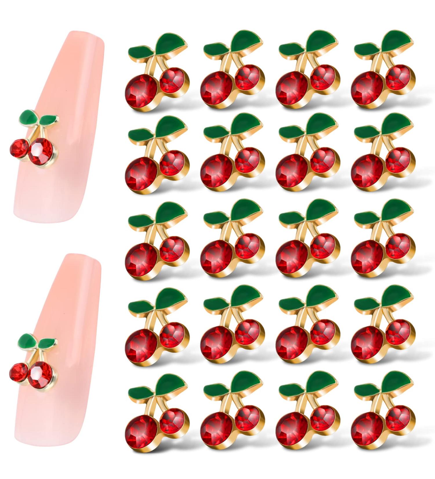 20-Piece 3D Cherry Nail Charms: Red Kawaii Rhinestones for Nail Art DIY - Crystal Jewels for Girls' Nails, Phone, Clothes, Shoes, Bags - Decorative Craft - Buy Online on GoSupps.com